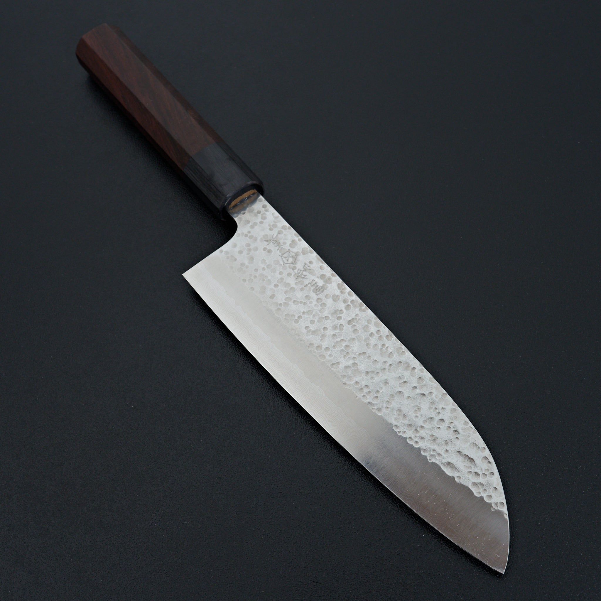Premium Makoto Kurosaki Coreless Damascus Tsuchime Santoku Knife 170mm - Japanese Chef Knife for Slicing, Dicing & Chopping Vegetables, Fruits & Meat