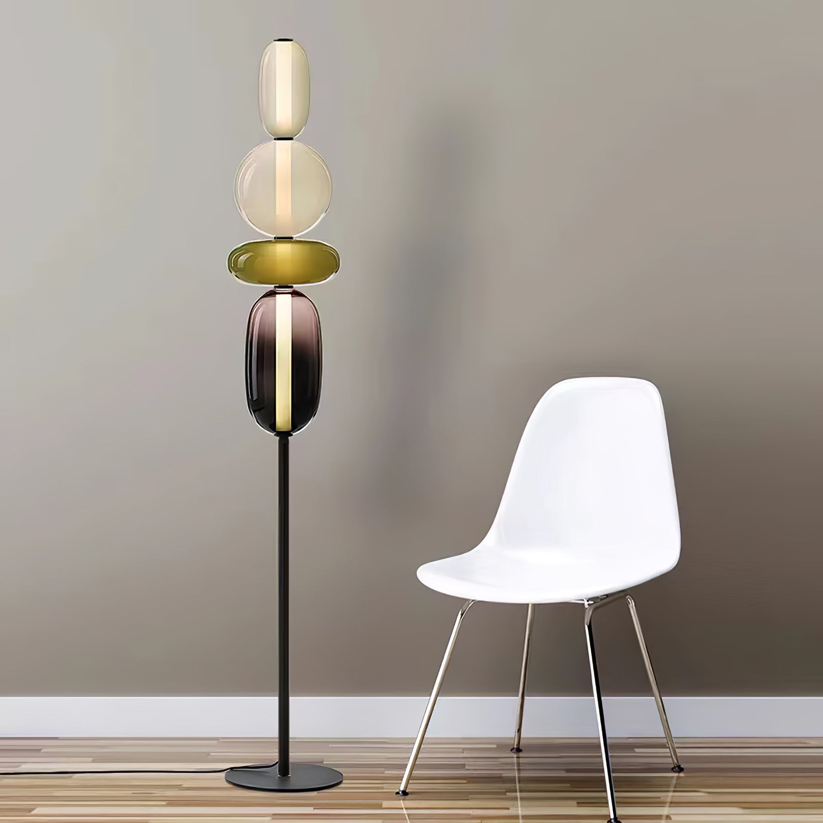 Candied Glass Floor Lamp - Modern LED Standing Light for Living Room, Bedroom & Office Decor - Warm White Ambient Lighting