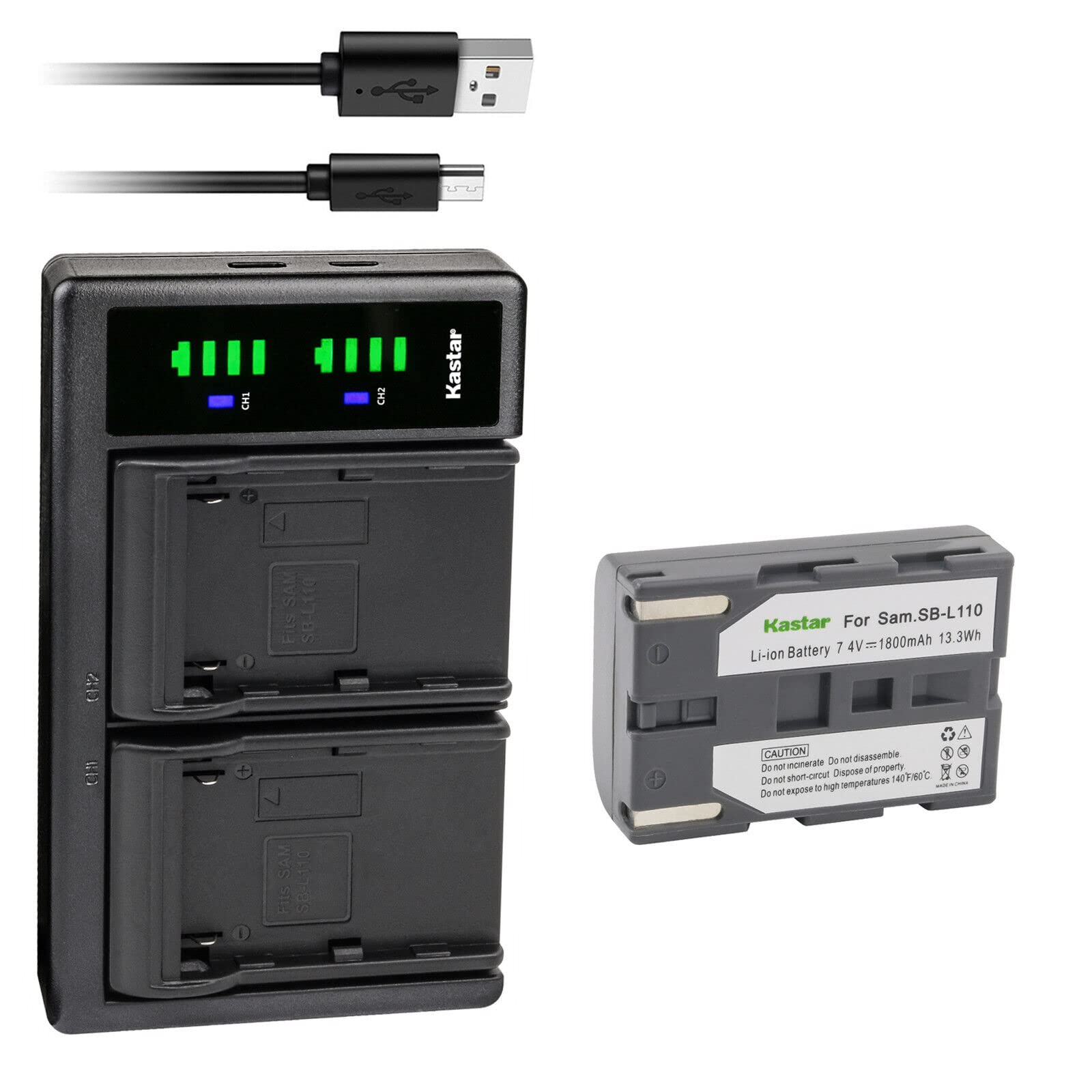Kastar 1-Pack SB-L110 Battery & LTD2 USB Charger Replacement for Samsung Camcorders - Compatible with VP-D87, VP-D903, SC-D130, SC-D180, SC-D530 & More - Perfect for Travel, Vlogging & Home Video Recording