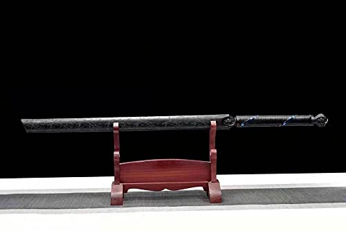 Authentic Chinese Wushu Sword - Sharp Purple Damascus Steel Kung Fu Saber | Battle Ready Martial Arts Weapon for Training, Performance & Collection