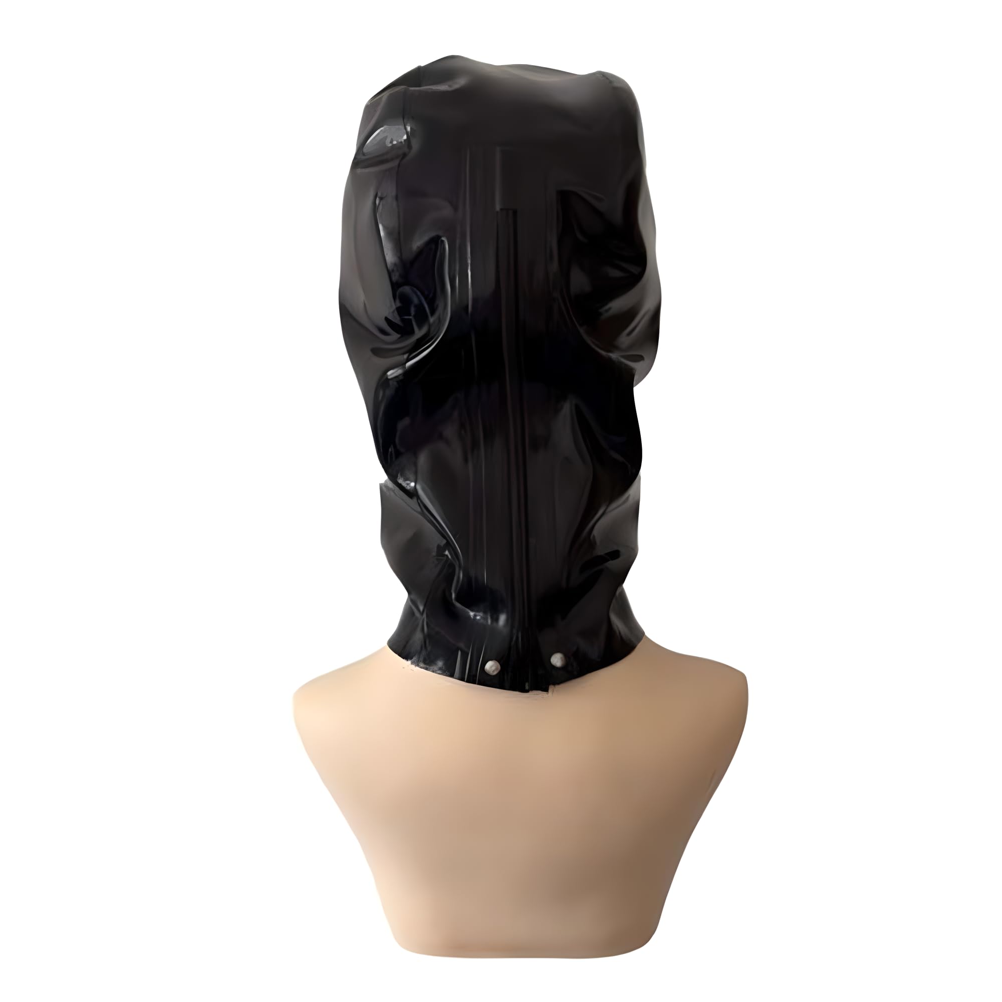 Unisex Latex Mask Rubber Hood with Vaginal Bondage for Fetish Cosplay, SM & BDSM Parties - Black | Perfect for Halloween, Roleplay & Adult Fantasy Scenes
