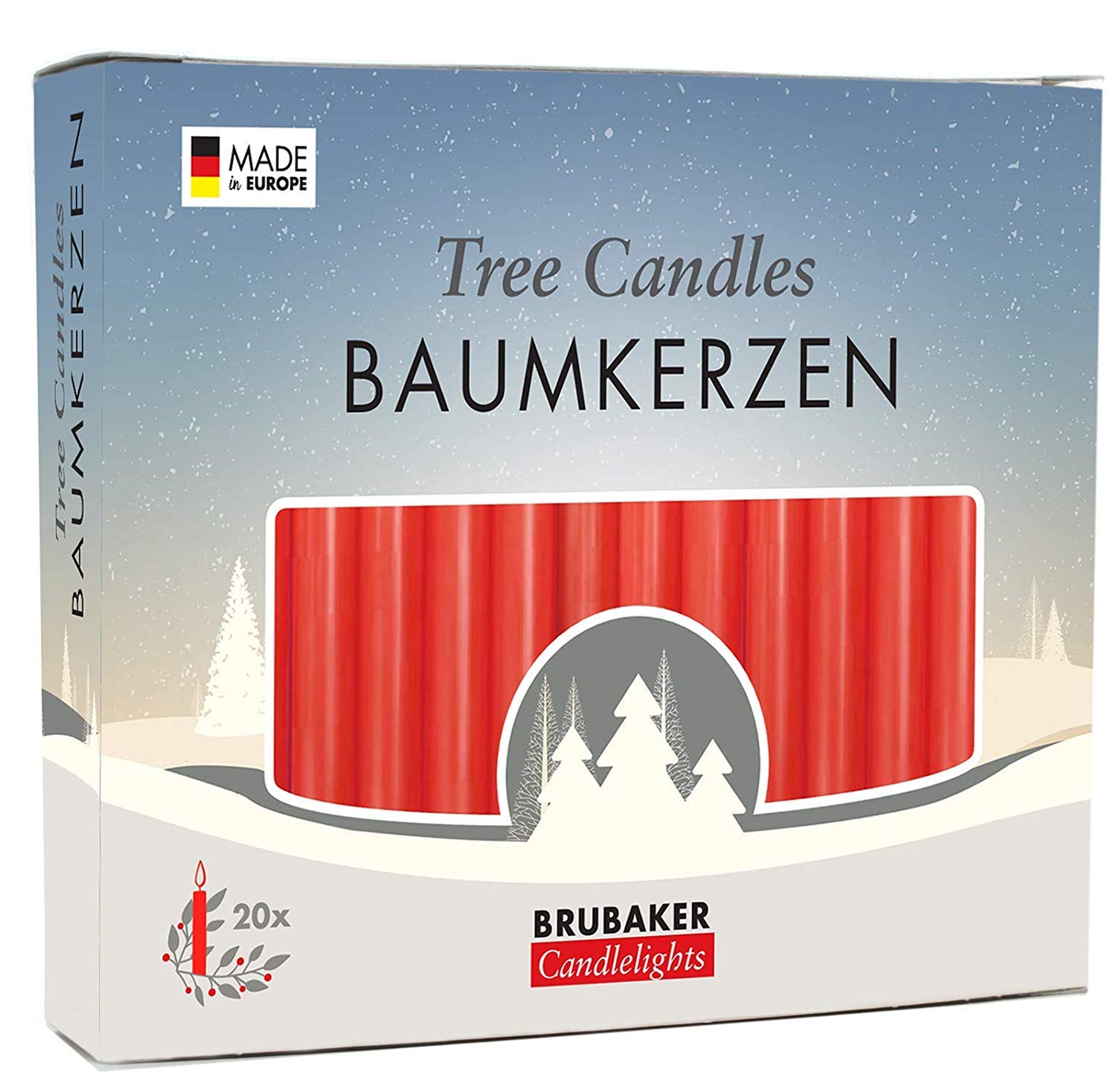 BRUBAKER 4-Tier Christmas Pyramid Decor Set - 24 Inch Wooden German Holiday Ornament with 20 Red Candles & Candle Adhesive - Perfect for Holiday Home Decor, Christmas Tree Topper, and Festive Table Centerpiece