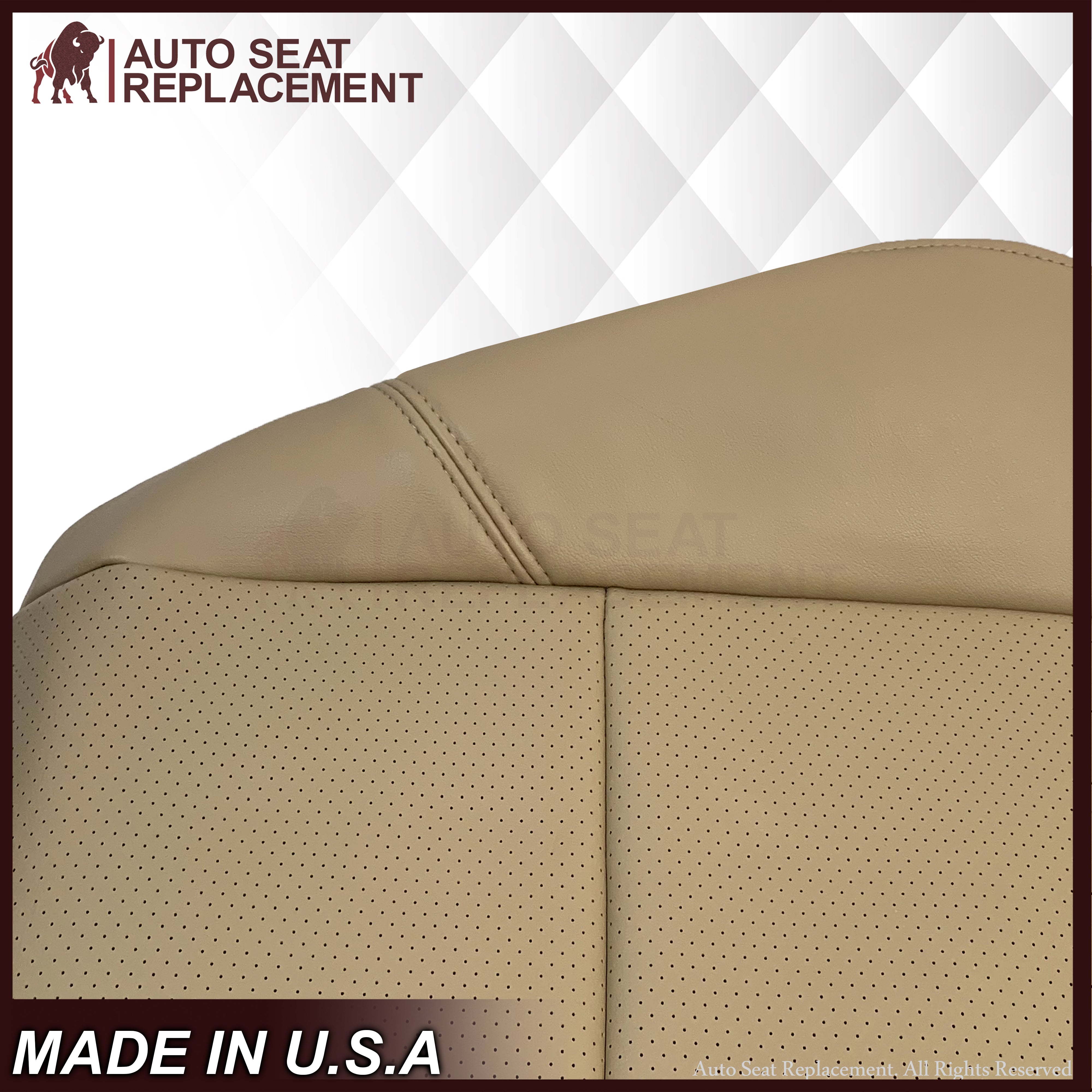 2009-2014 Cadillac Escalade Perforated Leather Seat Covers - Light Cashmere Tan | Premium Car Interior Upgrade for Comfort & Style | Perfect for Road Trips & Daily Commutes