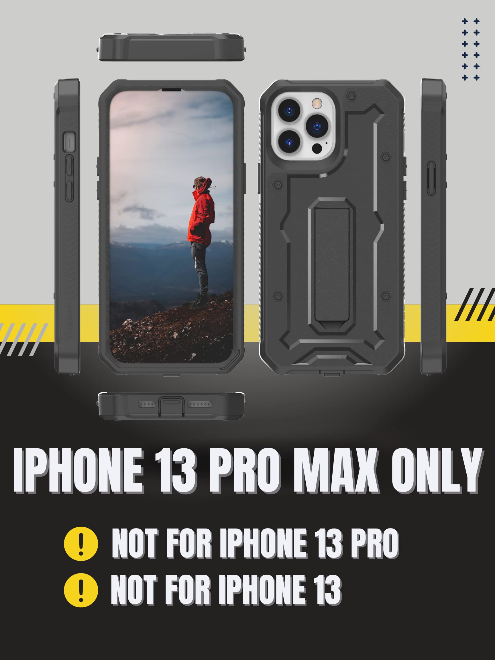ArmadilloTek V Rugged iPhone 13 Pro Max Case - Military Grade Drop Protection (21ft) with Built-in Screen Protector & Kickstand - Shockproof Heavy Duty Phone Cover - Perfect for Outdoor, Construction & Extreme Sports Use