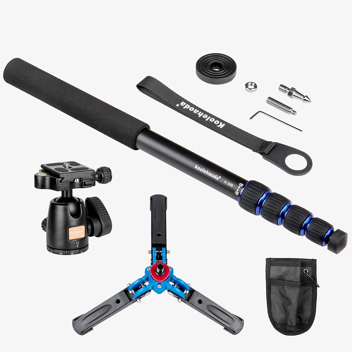 Koolehaoda 69-inch Aluminum Camera Monopod with Support Base & K-09 Ballhead - Compatible with DSLR Cameras Like Canon, Nikon - Perfect for Travel, Sports, and Outdoor Photography