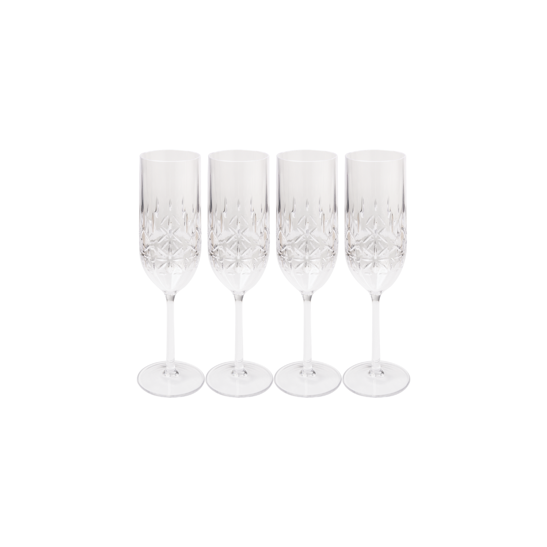 Champagne Classic Clear Glass Set - 4 Pack (8.9 Oz Each) - Perfect for Weddings, Parties & Special Occasions