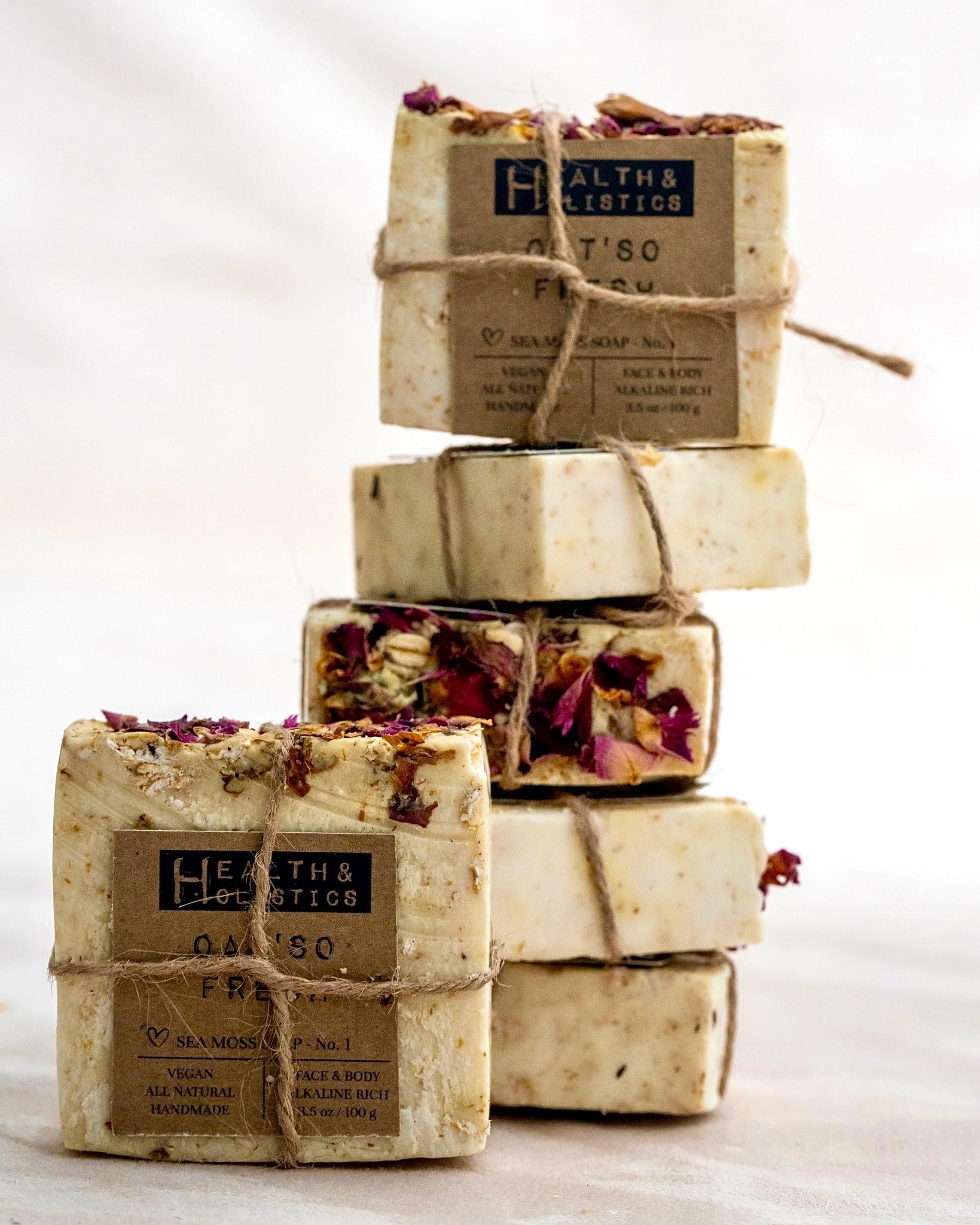 Organic Vegan Sea Moss Soap (3-Pack) - Oat'so Fresh with Lemongrass & Orange Peel | Handcrafted Eco-Friendly Soap Bars | UK Tested | Perfect for Sensitive Skin & Daily Body Care