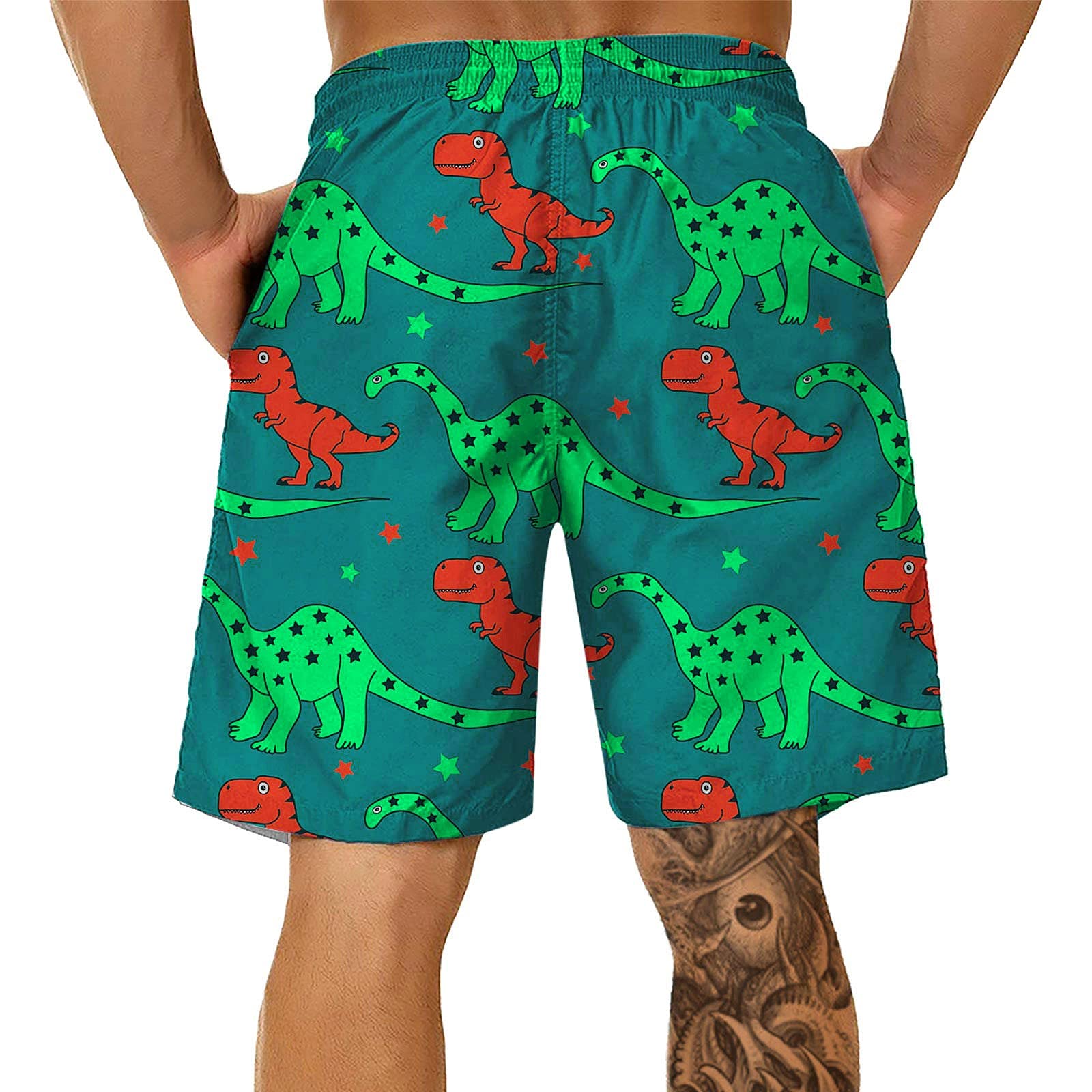 Men's Gym Shorts - Summer Casual Sports Shorts with 3D Dinosaur Print, Plus Size Jogger Pants for Workout & Lounge Wear