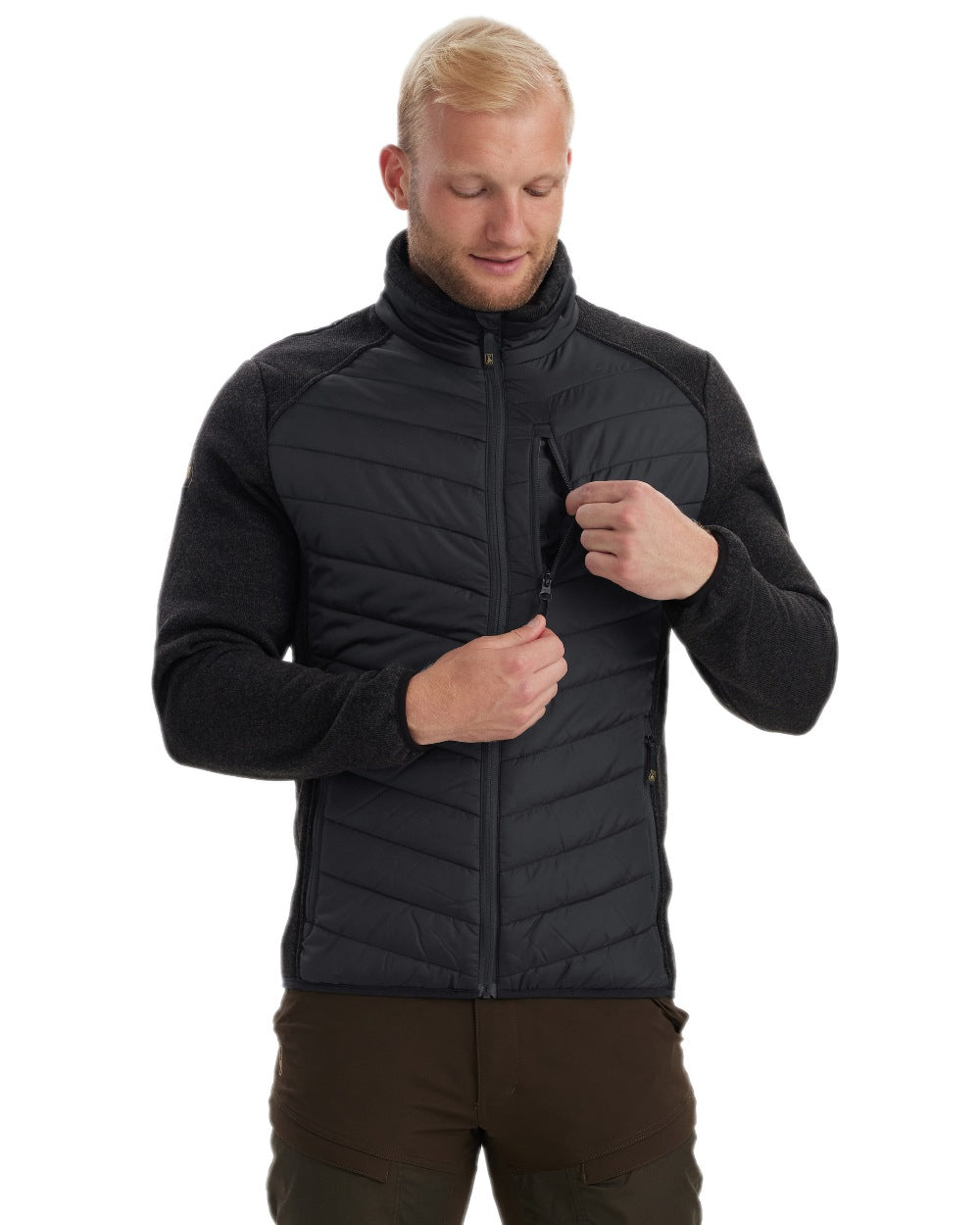 Deerhunter Moor Padded Jacket with Knitted Sleeves - Warm Winter Coat for Outdoor Hunting & Hiking | Water-Resistant Insulated Jacket for Men