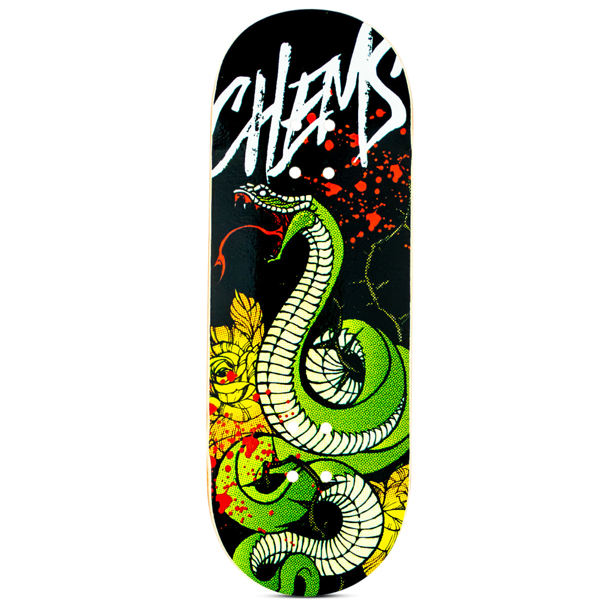 Chems Fingerboard Deck - Venomous Style | Professional Skateboard Mini Deck for Tricks & Stunts | Perfect for Indoor Skateboarding & Practice