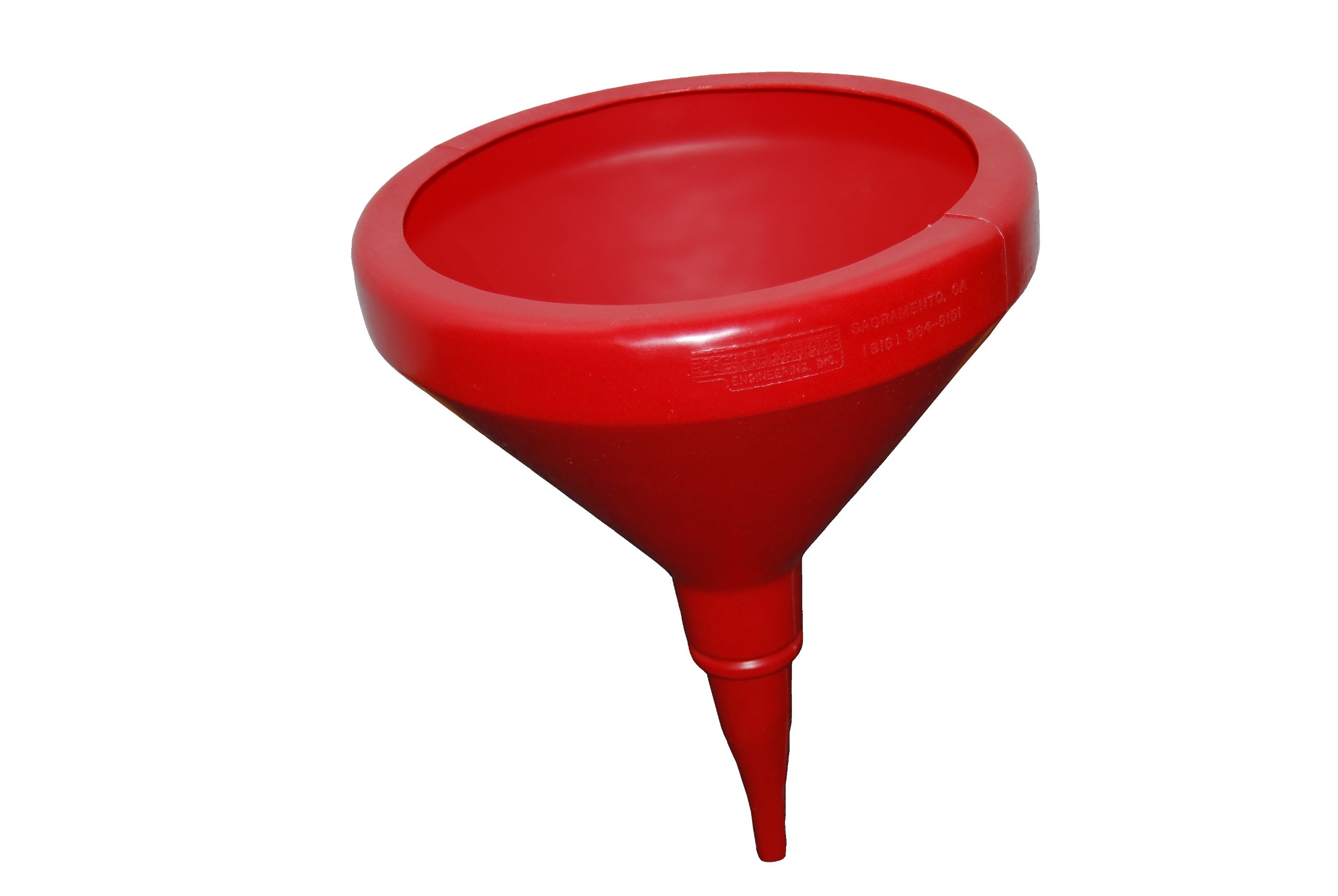 Scribner Plastics 6112R Red 14-Inch Round Plastic Funnel for Kitchen, Automotive, and Industrial Use - Durable Liquid Transfer Tool for Cooking, Oil Changes, and DIY Projects