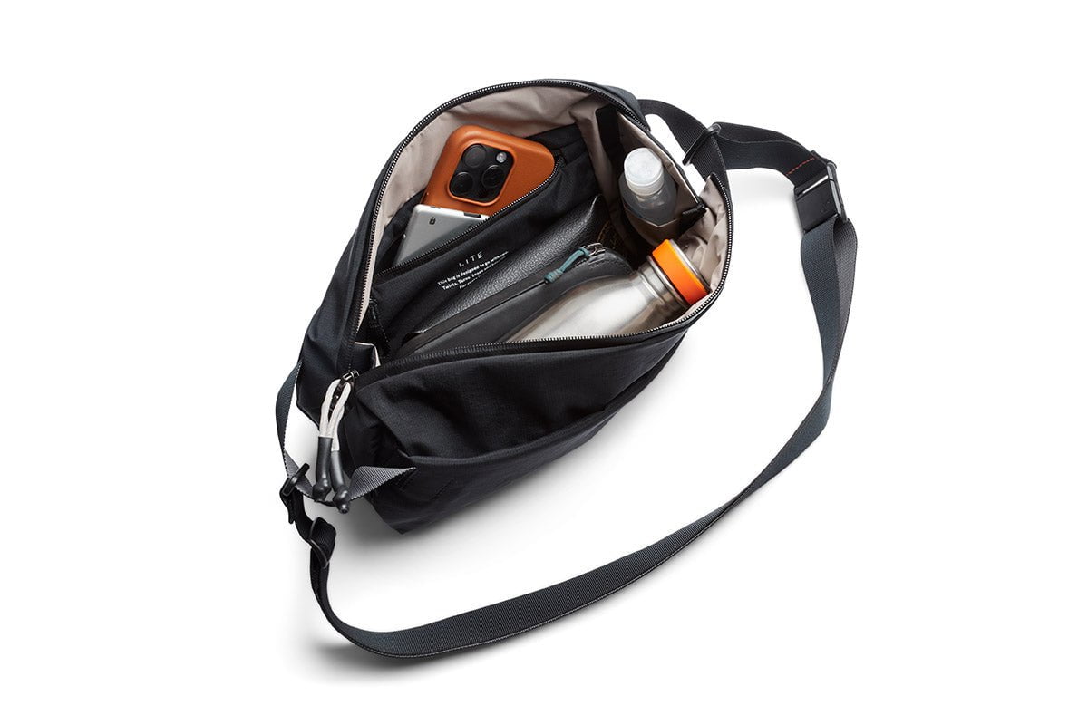 Bellroy Lite Sling - Lightweight Crossbody Bag for Men & Women | Water-Resistant Travel Sling Pack | Perfect for Hiking, Commuting & Everyday Carry (Black)