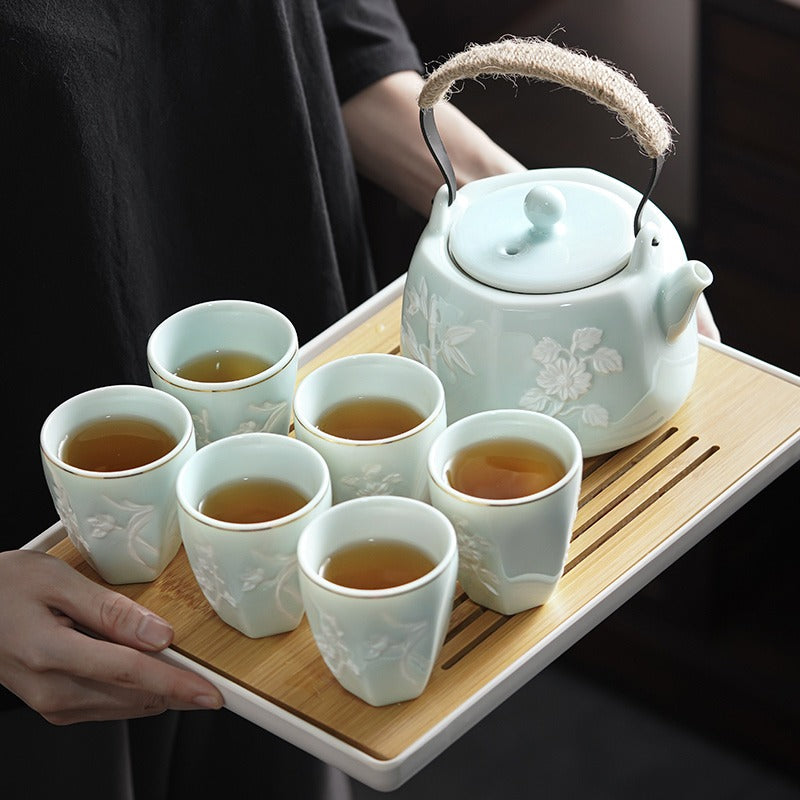 Premium Plum Orchid Bamboo Chrysanthemum Tea Set - Handcrafted Chinese Floral Tea Collection for Relaxation & Wellness | Perfect for Home, Office & Gift Giving