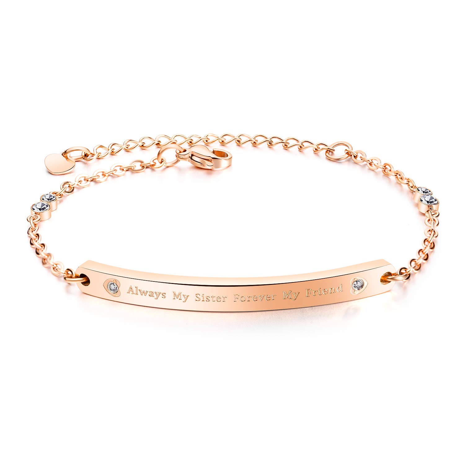 ALEXTINA Sister Bracelet - Engraved 'Always My Sister Forever My Friend' - Friendship Jewelry Gift for Sisters