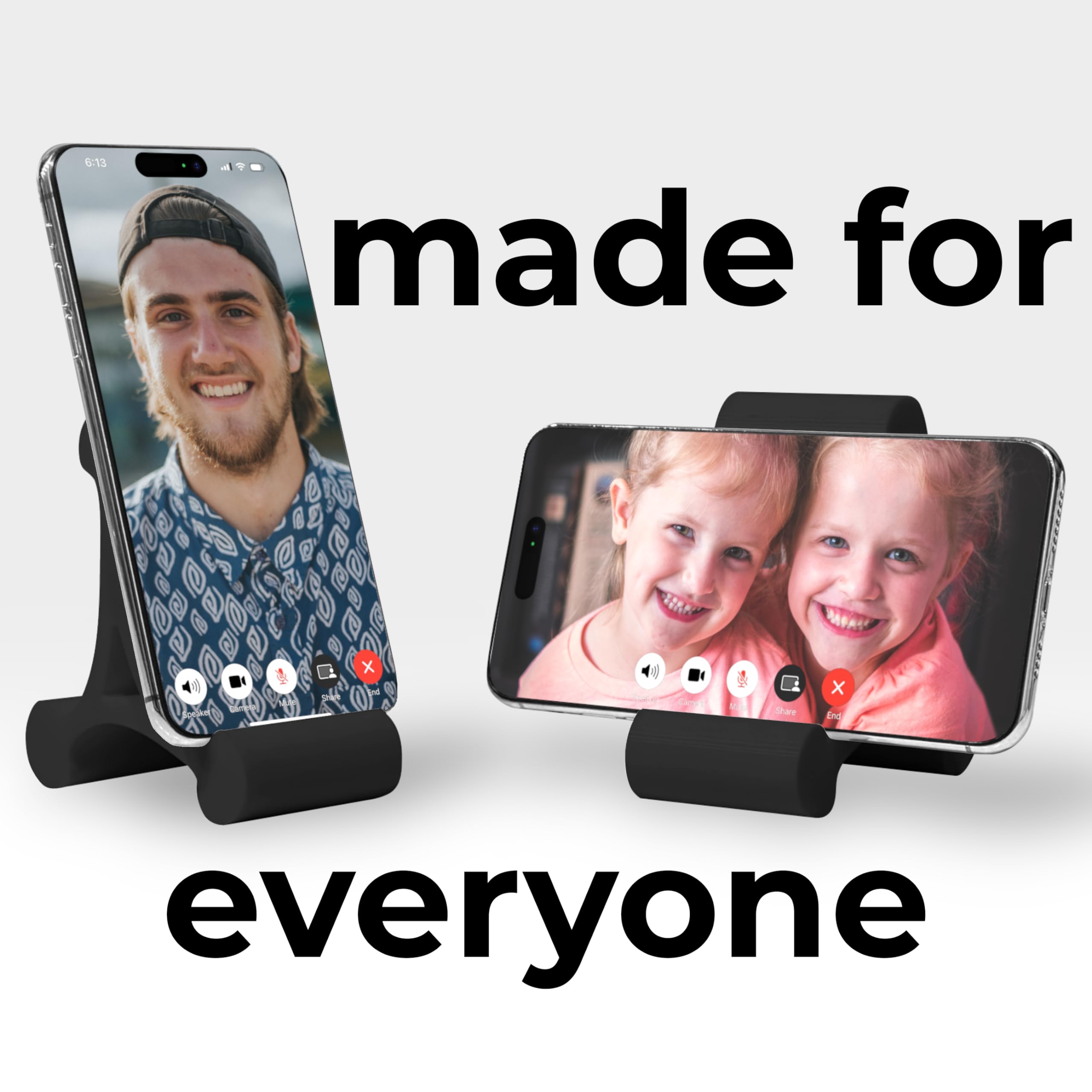 Skalene Adjustable Silicone Phone Stand Holder - Durable 100% Rubber Phone Prop & Rest for Desk, Office, Home & Kitchen - Stealth Black - Perfect for Video Calls, Cooking Recipes & Hands-Free Viewing