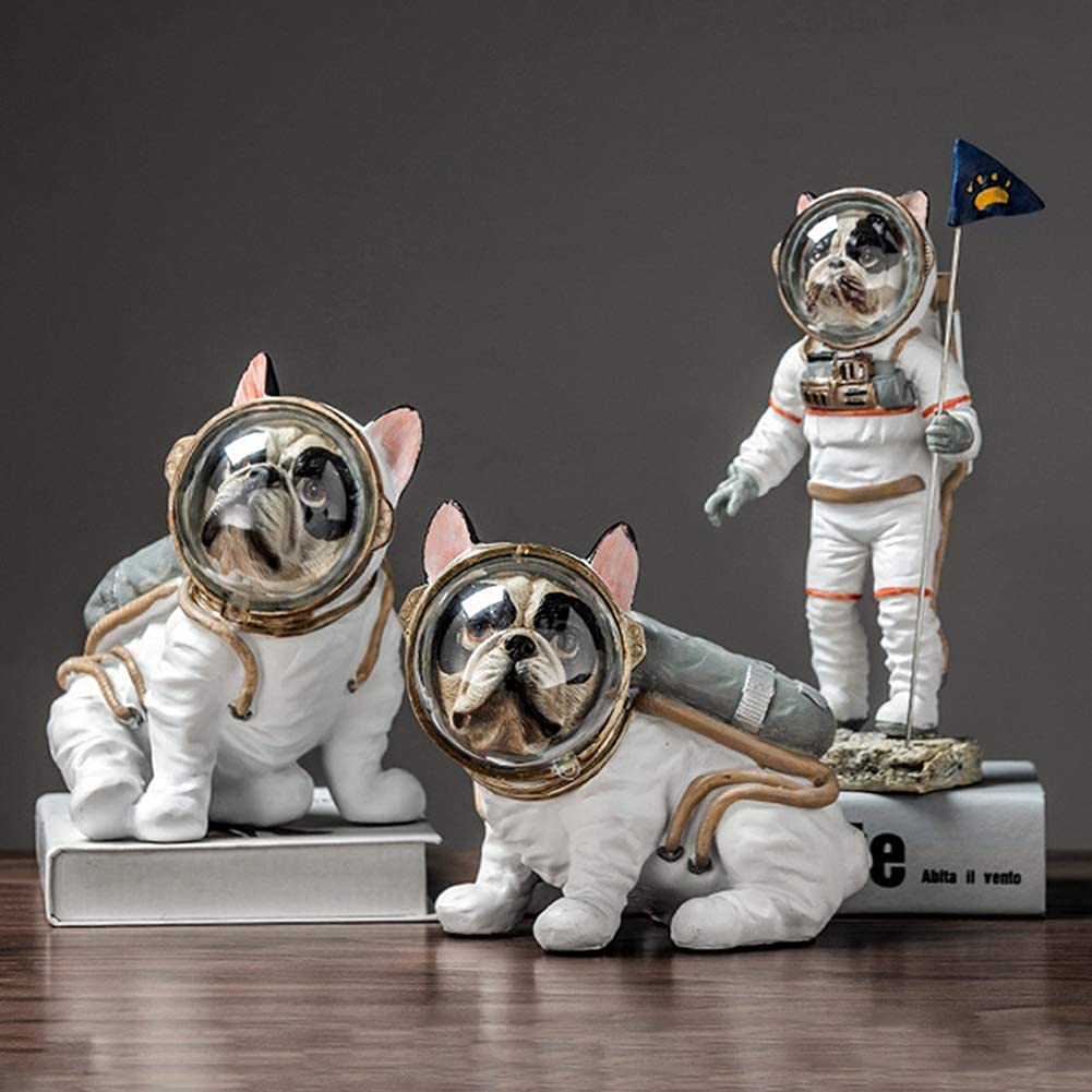 Creative Astronaut Dog Statue - Nordic Resin Sculpture Decor, Space Exploration Themed Animal Model for Home & Office Decoration | Perfect Gift for Sci-Fi Lovers & Pet Owners