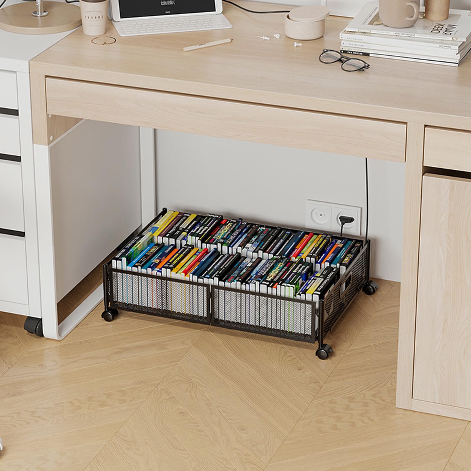 Under Bed Storage with Wheels - Large Foldable Metal Space-Saving Organizer for Shoes, Clothes & Bedroom Items (2-Pack, Black) | Perfect for Small Spaces, Dorm Rooms & Apartment Storage Solutions