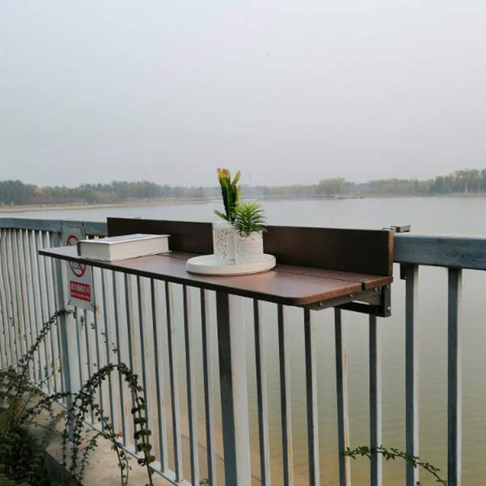 Adjustable Hanging Folding Table for Balcony - Outdoor Leisure Coffee Table, Kids Study Desk with Railing Mount - 4 Size Options (120x27cm Brown) - Perfect for Small Spaces, Apartment Living & Relaxing Outdoors