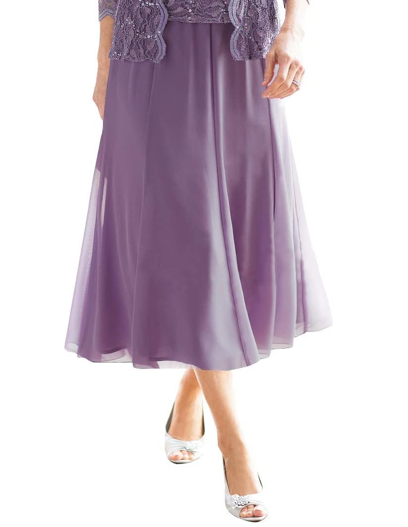 Elegant Mother of The Bride Dresses 2024 - Chiffon & Lace Formal Evening Gown with Jacket | Tea-Length Wedding Guest Dress for Grandmother | Perfect for Church Ceremonies, Receptions & Special Occasions