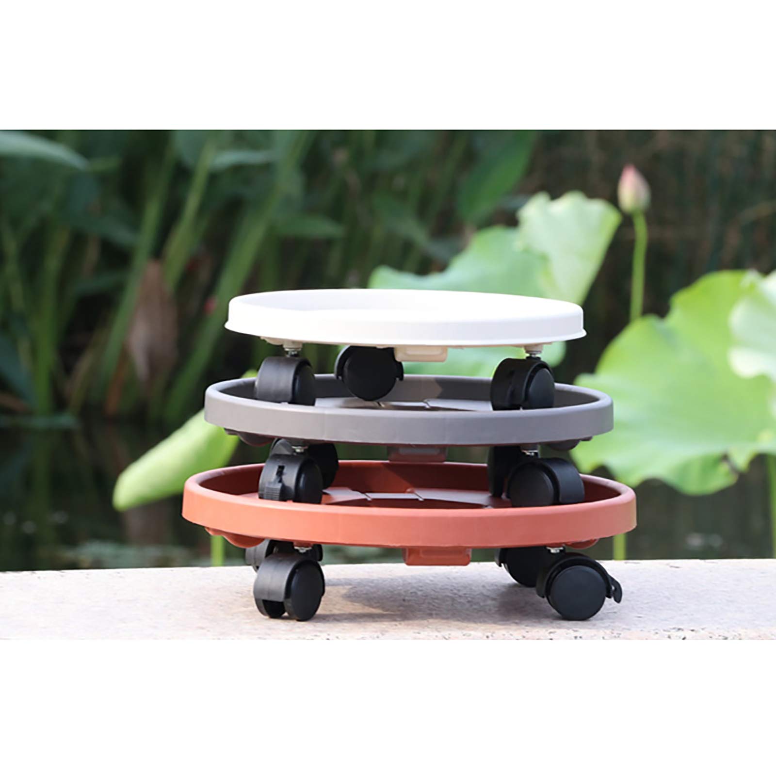Heavy Duty Plant Pallet Caddy with Wheels - Round Plant Stand with Saucer for Moving Flower Pots - Outdoor Planter Trolley Tray for Garden, Patio & Greenhouse Use
