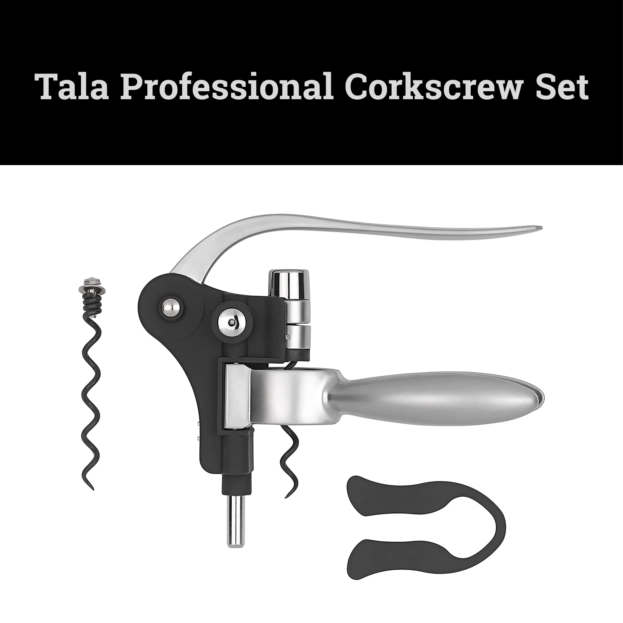Professional Wine Corkscrew Set with Lever-Arm Rabbit Opener, Spare Screw & Foil Cutter - Stainless Steel Barware Accessories for Wine Enthusiasts - Perfect for Home Bars, Restaurants, and Wine Tasting Events