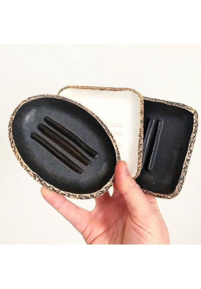 Premium Ceramic Soap Dish with Drainage - Elegant Bathroom Organizer for Sink Countertop, Shower & Spa | Durable Porcelain Soap Holder for Liquid or Bar Soap | Modern Home Decor Accessory