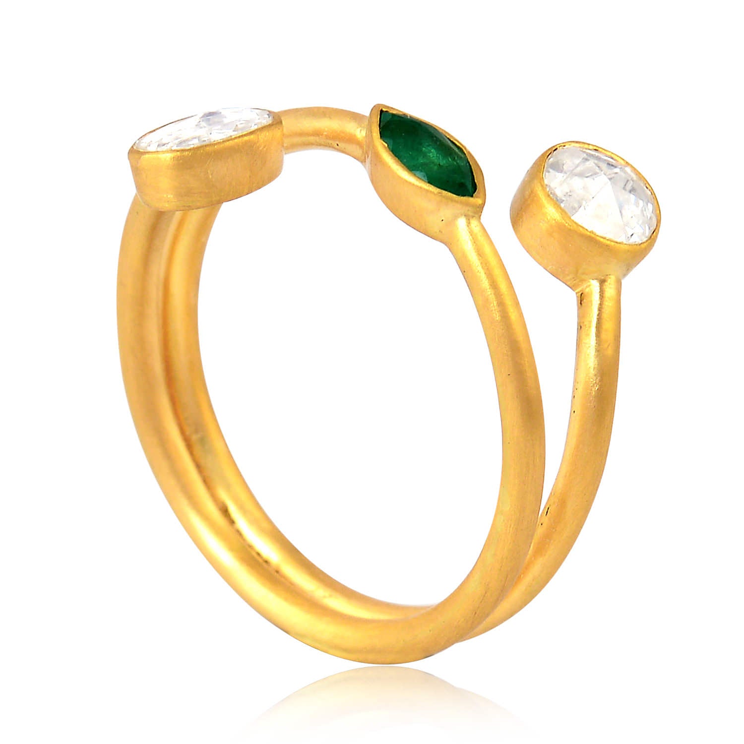 18K Solid Gold Bezel Set Rose Cut Diamond Spiral Ring for Women - Elegant Wedding, Engagement & Anniversary Jewelry Gift