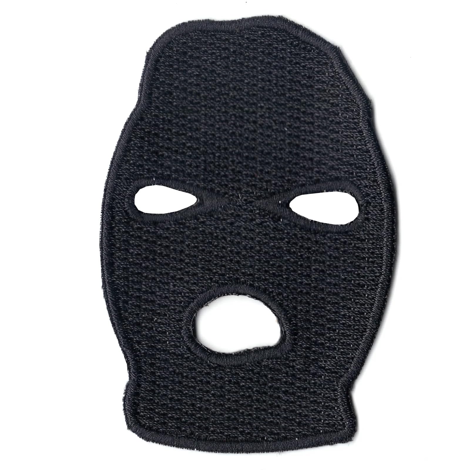 Black & White Embroidered Ski Mask - Iron On Patch for Robber & Rap Costume - Perfect for Halloween, Cosplay, and Themed Parties