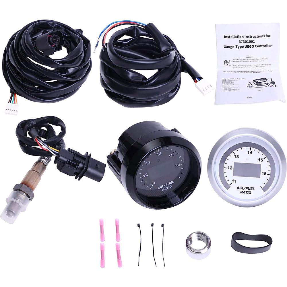 30-4110 UEGO Wideband Air Fuel Ratio Gauge Kit - 52mm Digital Display with 4.9 LSU Sensor & O2 Controller - Precise A/F Measurement for Performance Tuning, Racing, Dyno Testing & Engine Diagnostics