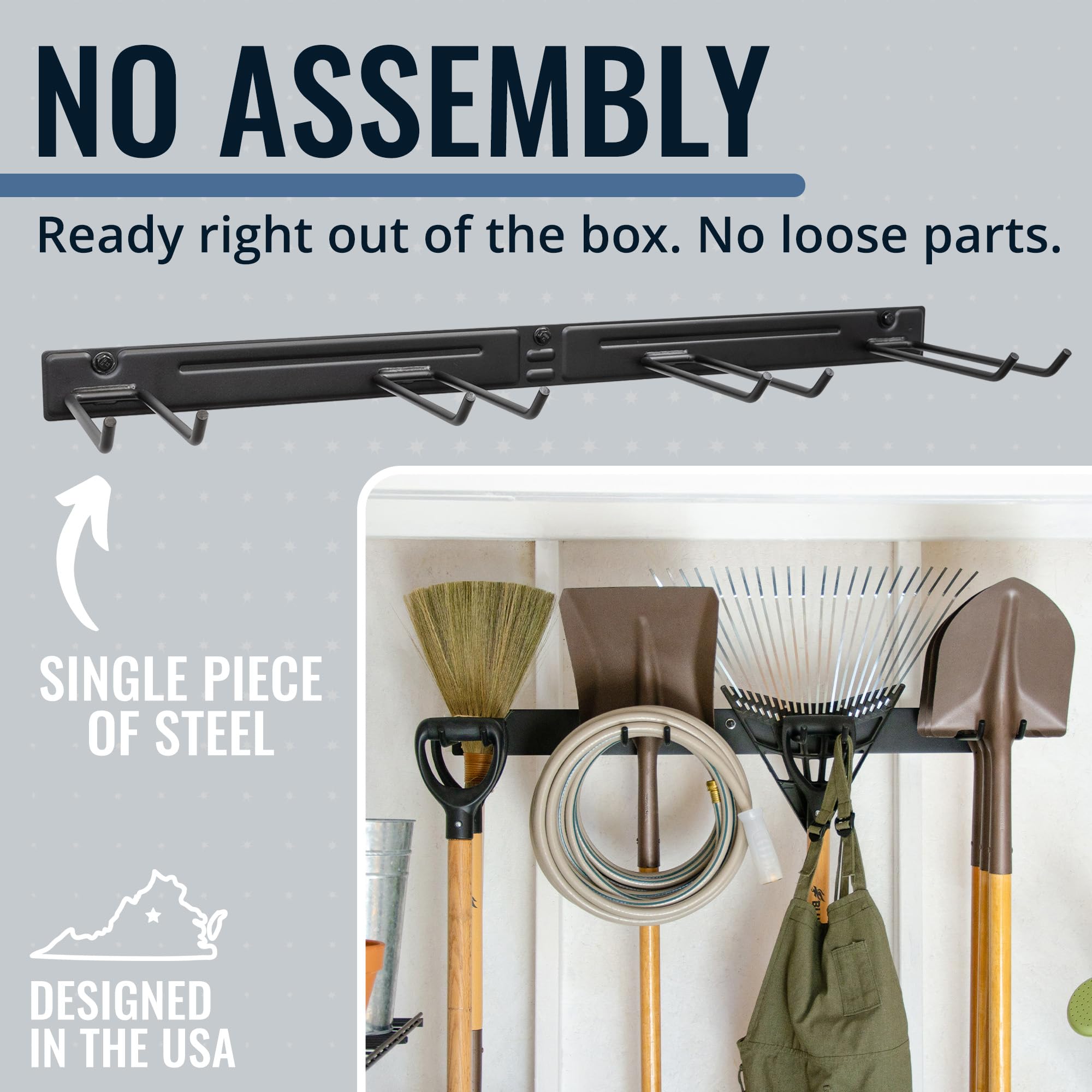 StoreYourBoard BLAT Heavy-Duty Garage & Garden Tool Organizer Wall Mount – Industrial Steel Rack for Shovels, Rakes & Yard Tools – Holds 250 lbs – Perfect for Garage Storage, Shed Organization & Outdoor Tool Hanging