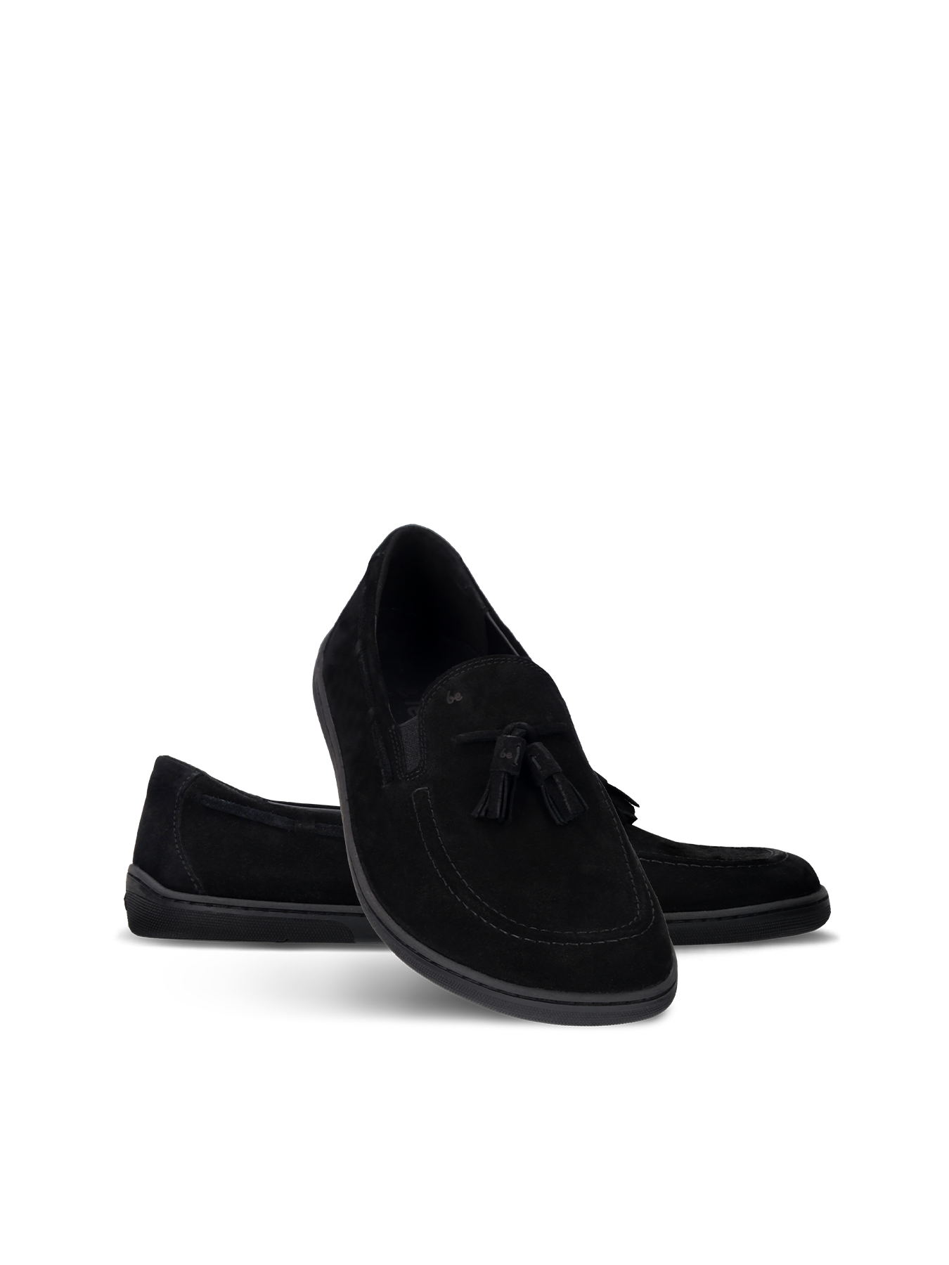 Barefoot Moccasins for Men - Be Lenka Portsiders All Black Leather Slip-On Shoes | Comfortable Minimalist Footwear for Walking, Travel & Casual Wear