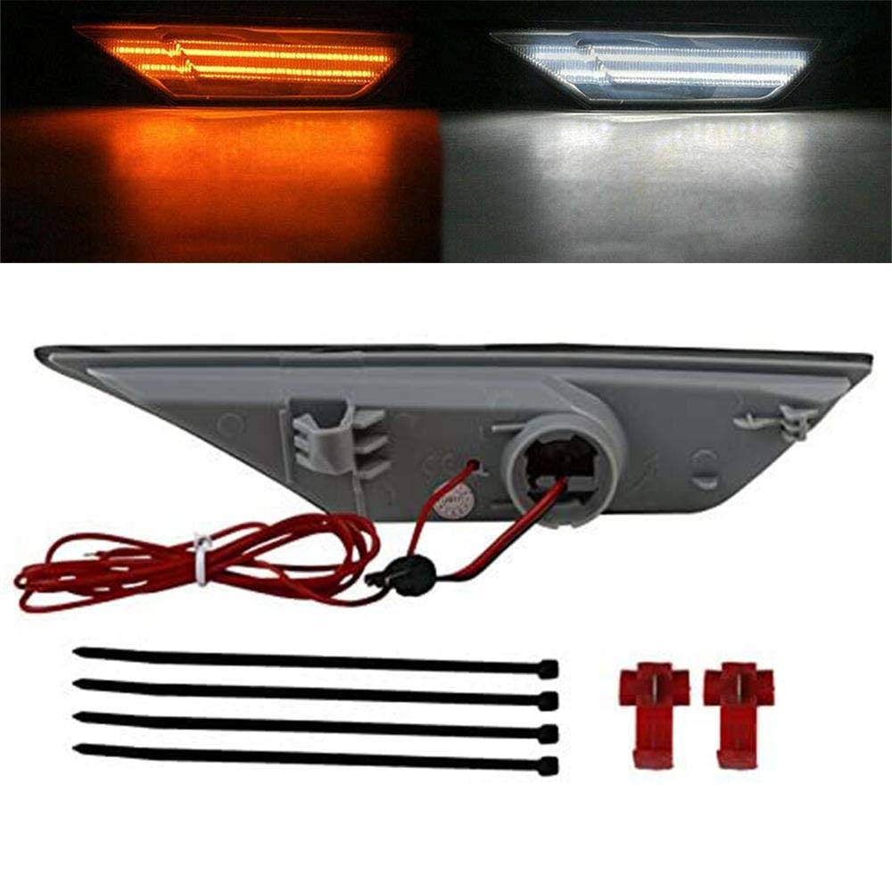 2PCS Switchback DRL Smoke Lens Side Marker Lights - White/Amber LED Bumper Reflector Compatible with Honda Civic | Daytime Running Lights for Enhanced Visibility & Style
