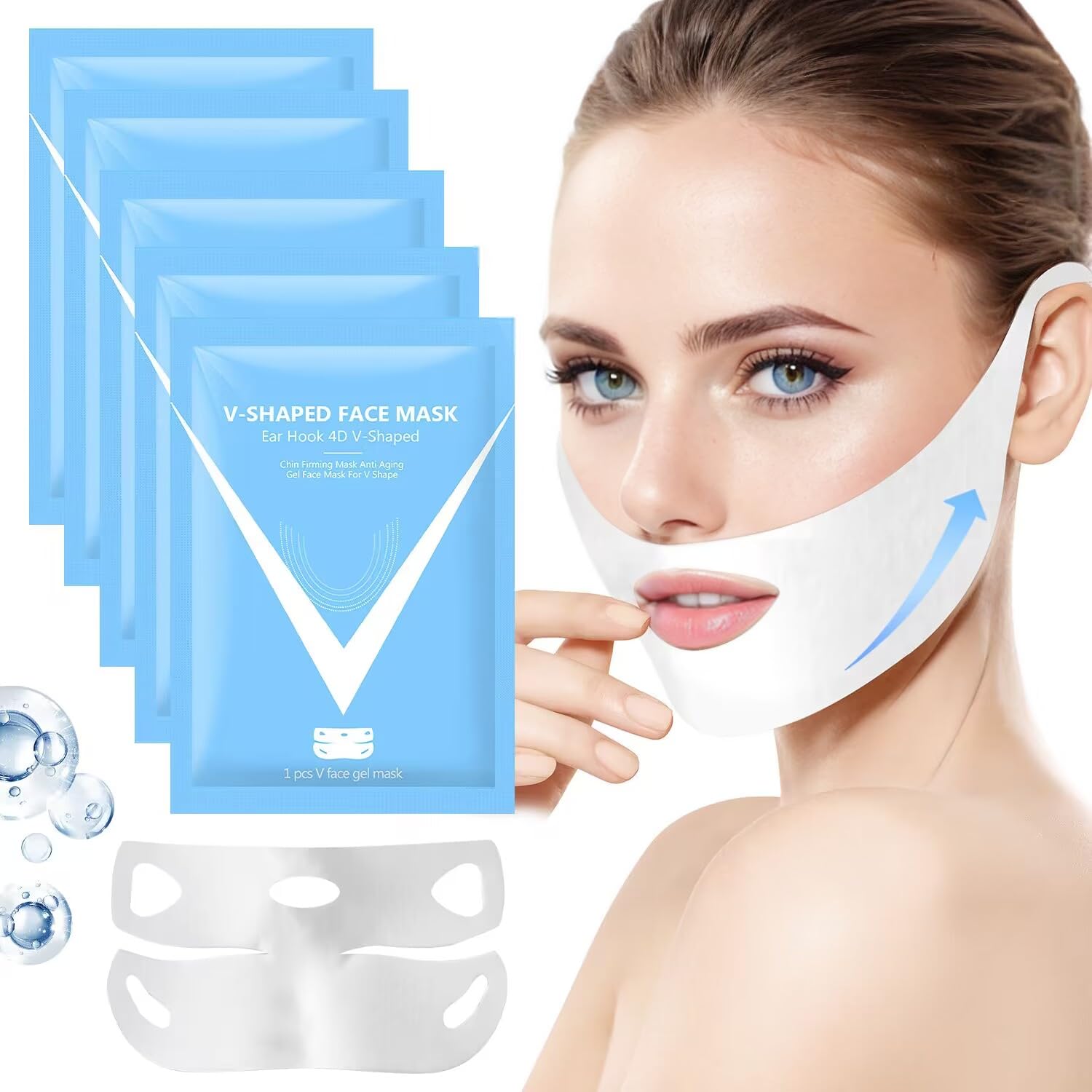 2024 Bloskin Double Chin Mask Reusable - V Line Lifting Face Mask for All Skin Types, Firming & Tightening (5 Pack) | At-Home Facial Treatment & Self-Care Routine
