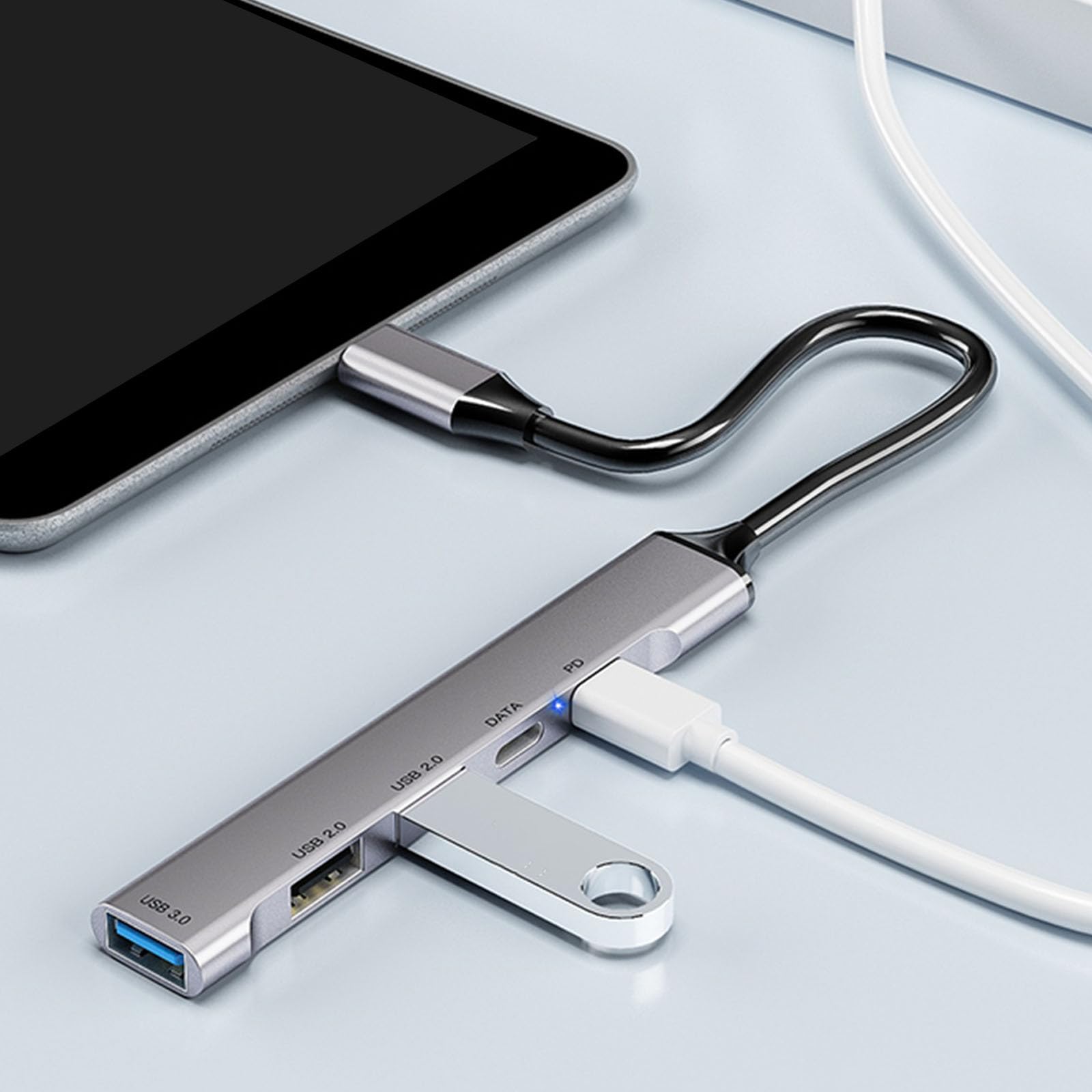 JTQYFI 7-in-1 USB C Hub with 60W PD Charging - 1xUSB 3.0, 2xUSB 2.0, 1xUSB-C Port - 10Gbps High Speed Data Transfer - Ultra Slim Aluminum Alloy Design for MacBook Pro/Air, iPad Pro, Dell XPS, Surface Laptop & More