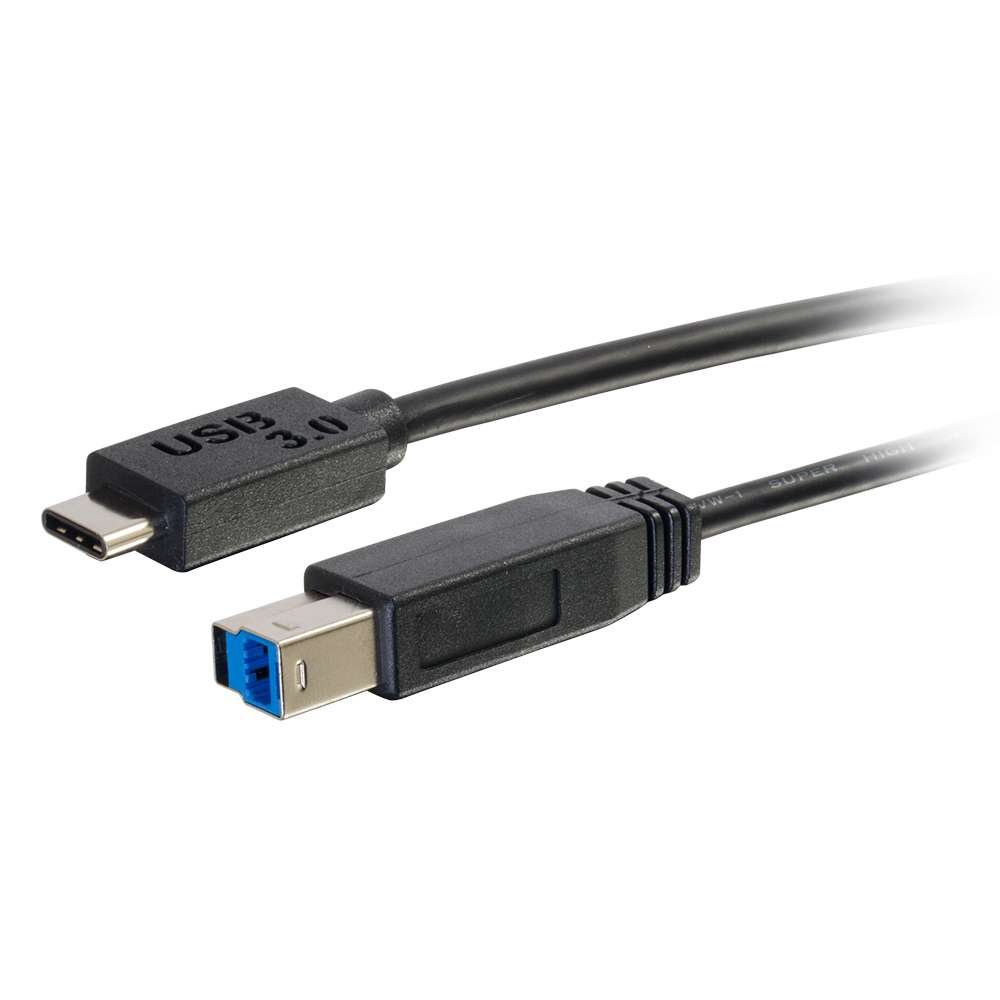 C2G 88867 3M USB Printer Cable - USB-C to USB-B 3.0 (USB 3.1 Gen 1) High-Speed Data Transfer for HP, Epson, Brother, Samsung, Canon Printers & Scanners | Durable Black Cable for Office & Home Use