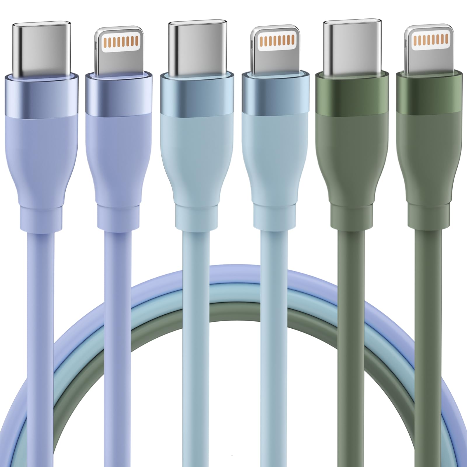 Apple MFi Certified USB C to Lightning Cable - 3 Pack 6FT Fast Charging Cord with Power Delivery for iPhone 14/13/12/11/XS/XR/X/8 & iPad - Perfect for Home, Office & Travel Charging