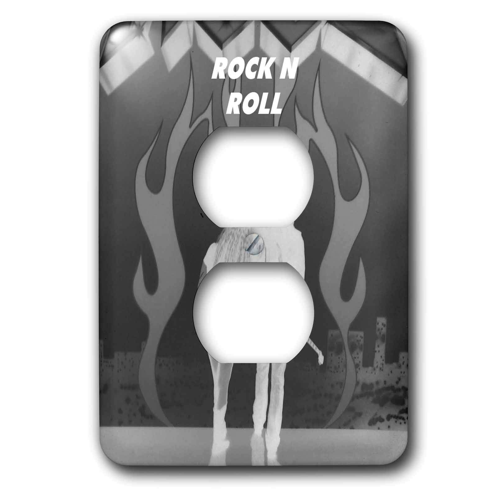 3D Rose Rock and Roll Outlet Cover - Black and White Design for Home Decor | Perfect for Music Lovers, Bedroom, Living Room & Office Wall Decor