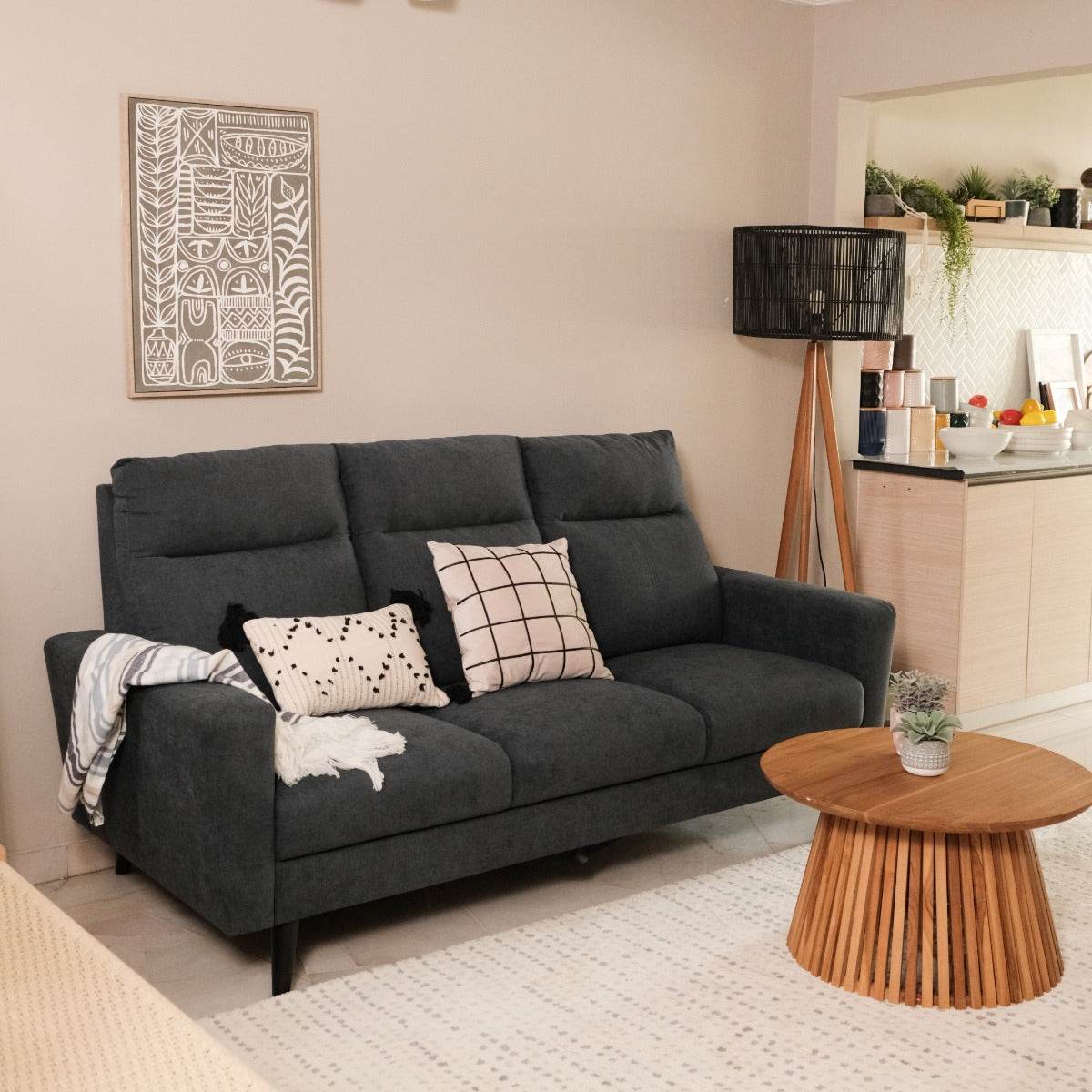 Premium Jessica Belgium Fabric Sofa - Water Repellent, Stain Resistant Upholstery - Perfect for Living Room, Family Room & Home Theater Seating