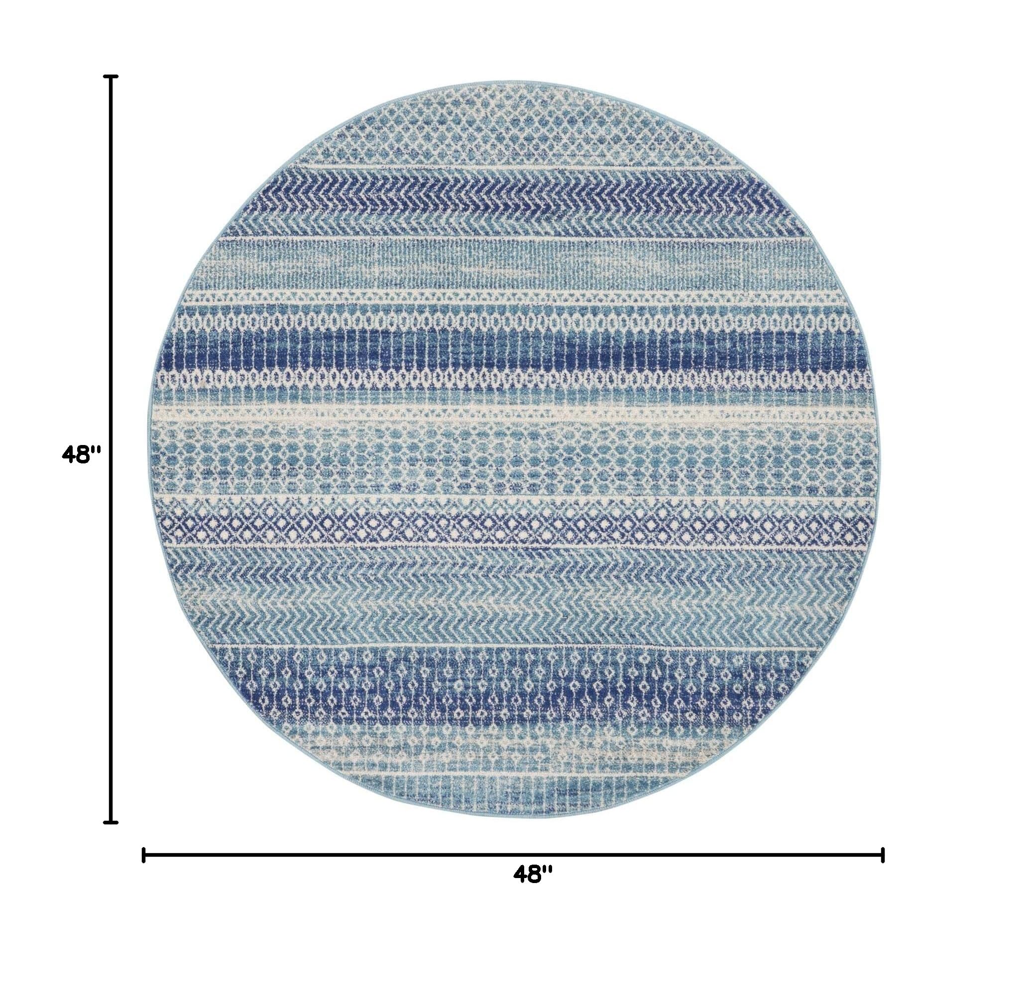 Nourison Passion Bohemian Navy Blue 4' Round Area Rug - Easy to Clean, Non-Shedding, Soft & Durable - Perfect for Bedroom, Living Room, Dining Room & Kitchen Decor (4 Feet Round)