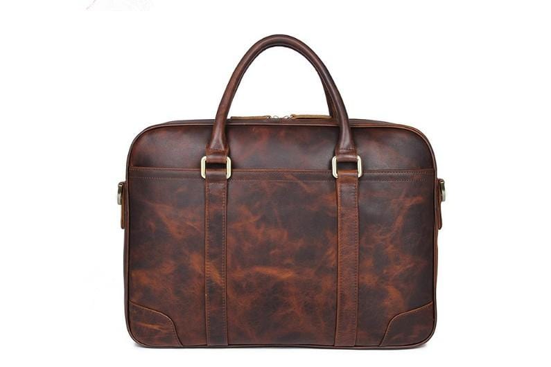 Premium Chocolate Brown Genuine Leather HP Laptop Bag for Business & Travel - 15.6 Inch Laptop Sleeve with Padded Protection for Work, School & Commuting