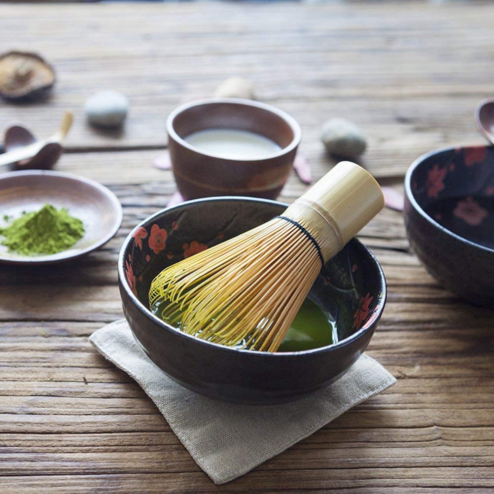 Premium Japanese Matcha Tea Set - Bamboo Scoop, Spoon, Whisk & Ceramic Holder for Authentic Tea Ceremony | Traditional Green Tea Preparation Tools | Perfect for Home Tea Rituals, Zen Meditation & Gift Giving (White)