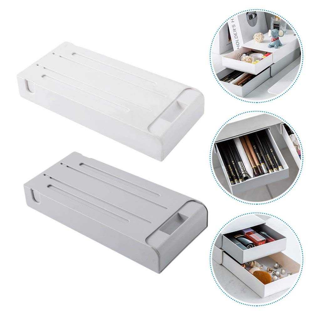 Zerodeko 2-Pack Plastic Desktop Drawers - Under Desk Storage Organizer for Cosmetics, Stationery, Jewelry & Office Supplies | Multi-Functional Household & Workspace Organization Solution