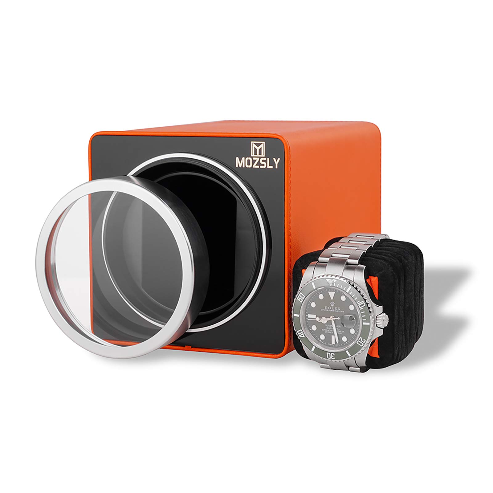 MOZSLY Single Watch Winder for Automatic Watches - Quiet Motor, 12 Rotation Modes, Premium Leather - Perfect for Watch Collectors & Travel Storage