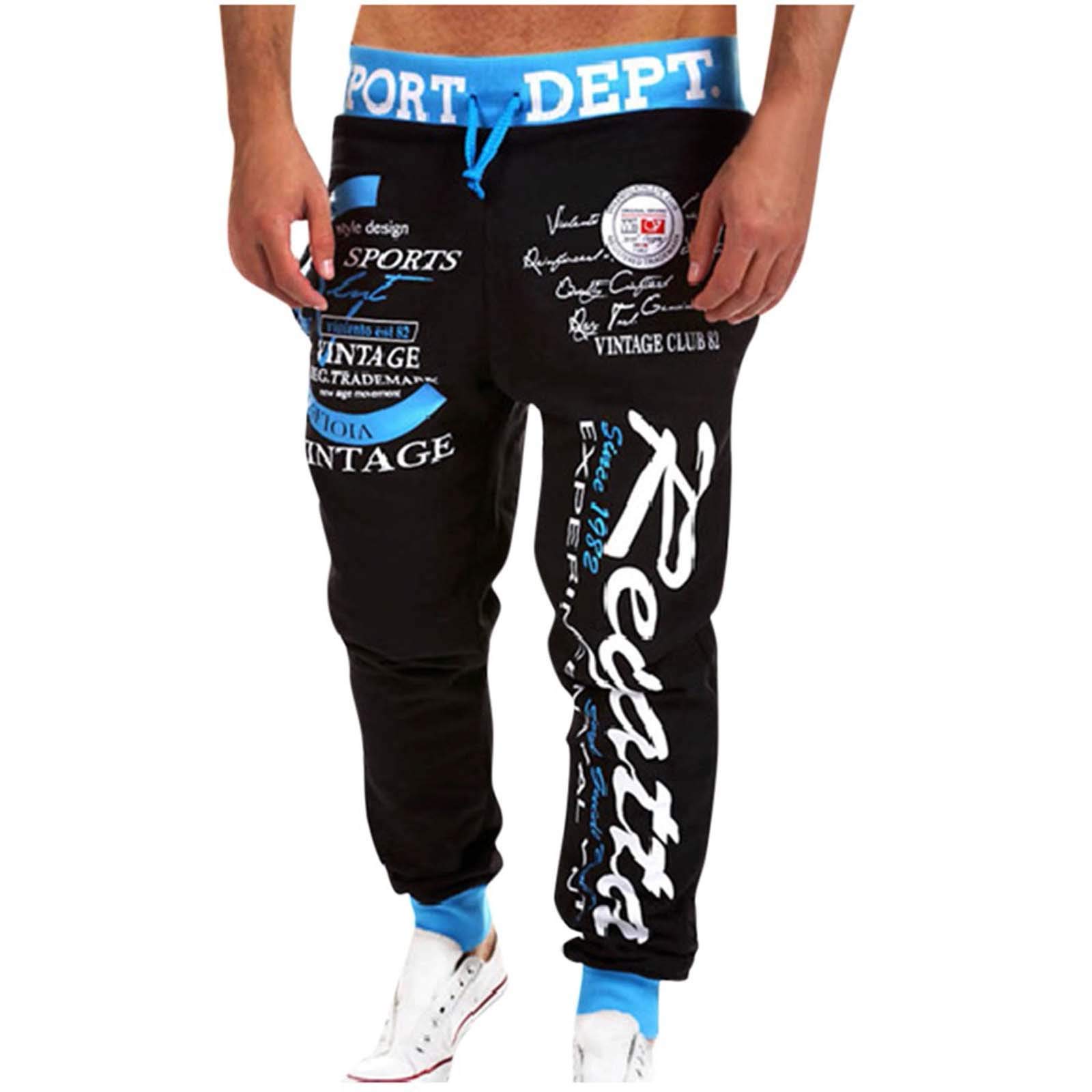 XUETON Men's Slim Fit Jogger Cargo Pants with Letter Print - Athletic Running Training Sweatpants for Gym, Workout & Casual Wear