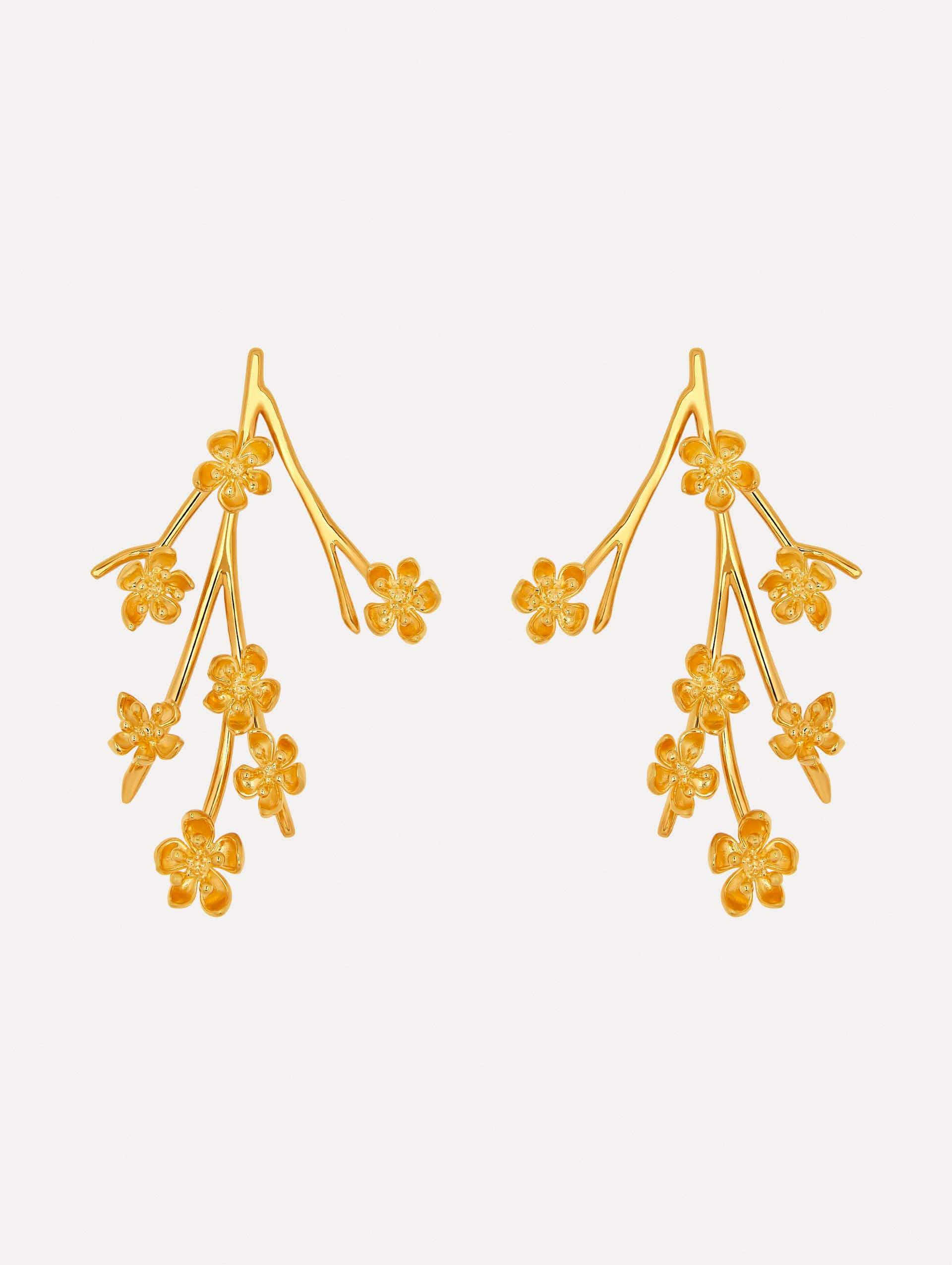 Cherry Blossom Branch Earrings for Women - Floral Dangle Drop Earrings - Handmade Japanese Style Jewelry - Perfect for Spring, Weddings & Special Occasions