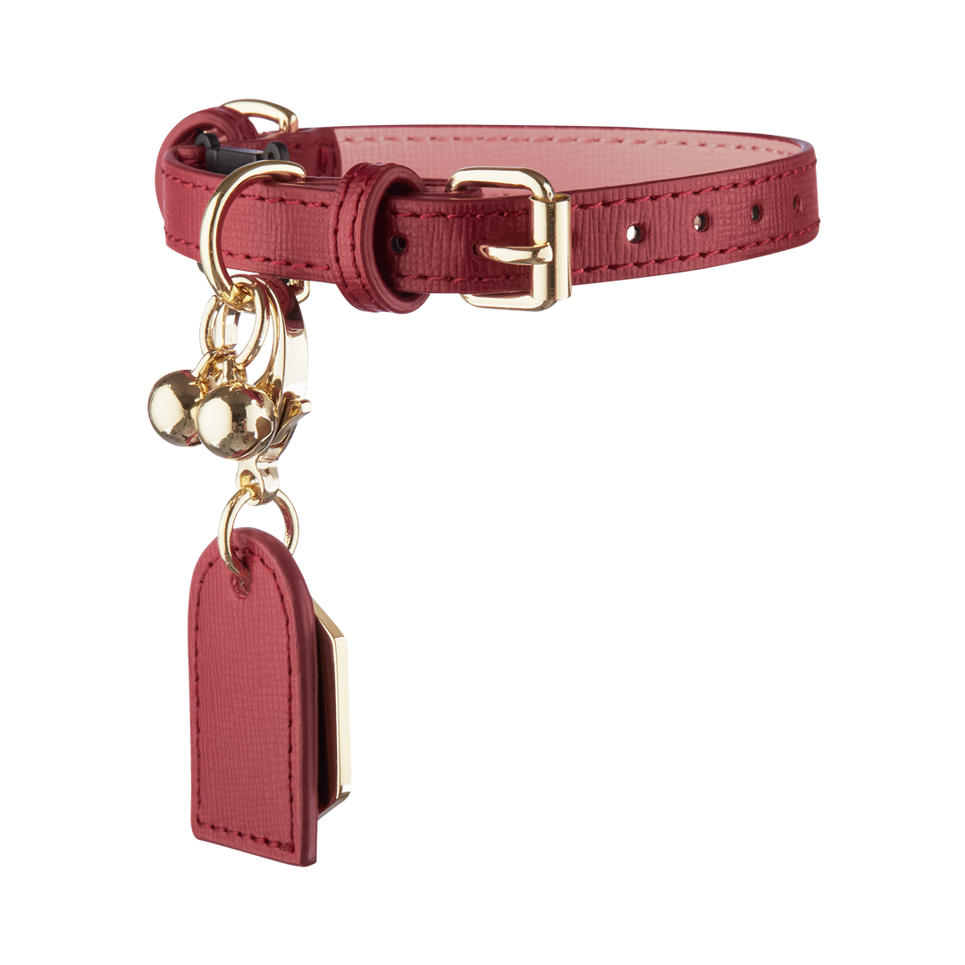 Premium Cat Collar for Small & Medium Cats - Soft Maroon & Pink Leather with Adjustable Buckle | Perfect for Indoor/Outdoor Use, Gifts & Fashion Accessories