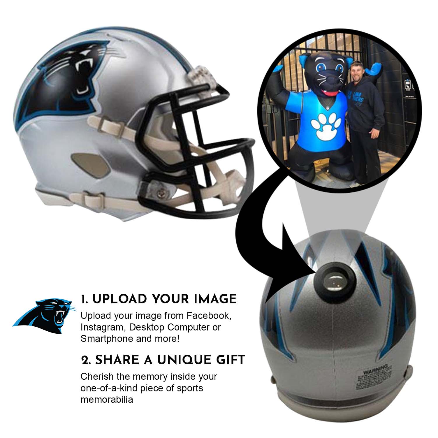 Carolina Panthers NFL Mini Helmet with Display Case - Collectible Football Memorabilia for Fans, Home & Office Decor, Sports Gifts for Men
