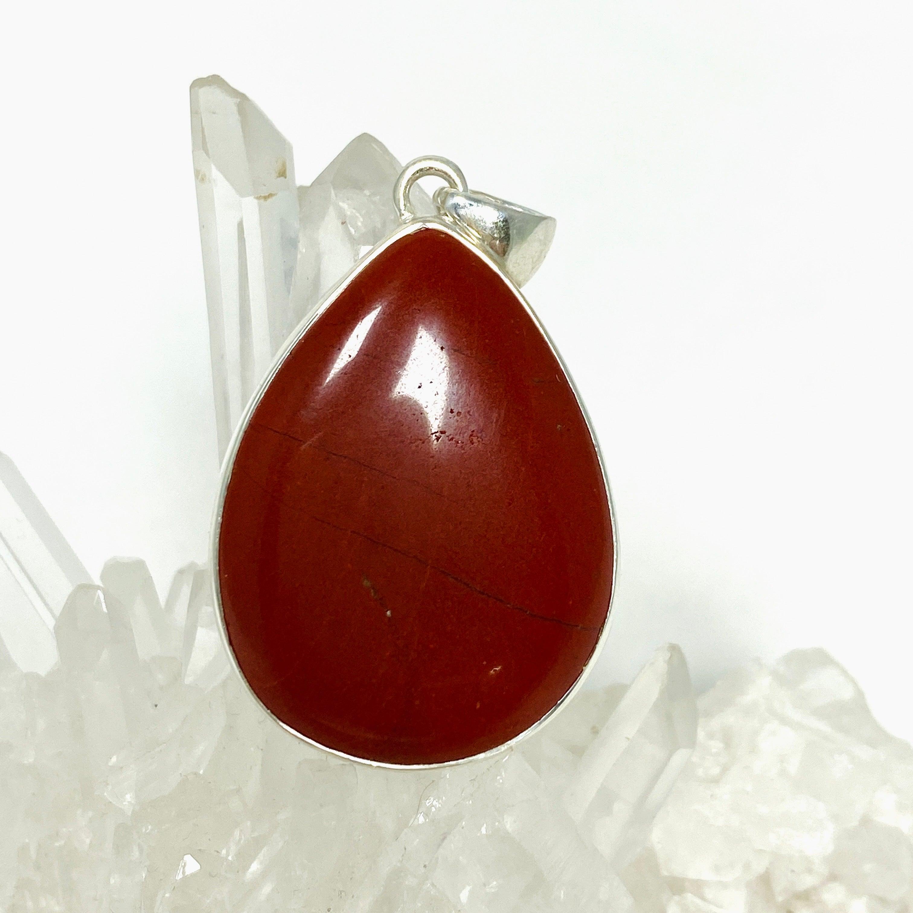 Red Jasper Teardrop Pendant Necklace KPGJ4443 - Natural Stone Jewelry for Women, Healing Crystal Gift for Meditation & Spiritual Protection