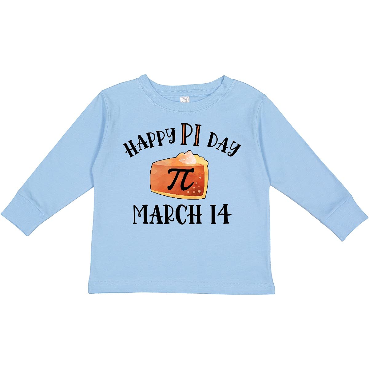 Inktastic Happy Pi Day March 14 Pumpkin Pie Slice Toddler Long Sleeve T-Shirt - Cute Math-Themed Shirt for Kids, Boys & Girls - Perfect for Pi Day Celebrations, School Events & Family Gatherings