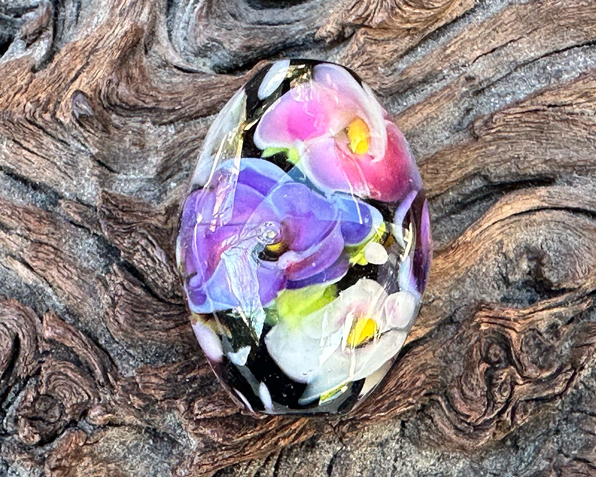 Spring Blossom Floral Lampwork Glass Focal Bead for Jewelry Making - DIY Bracelet, Necklace & Craft Projects - Handmade Artisan Bead for Boho Style Accessories
